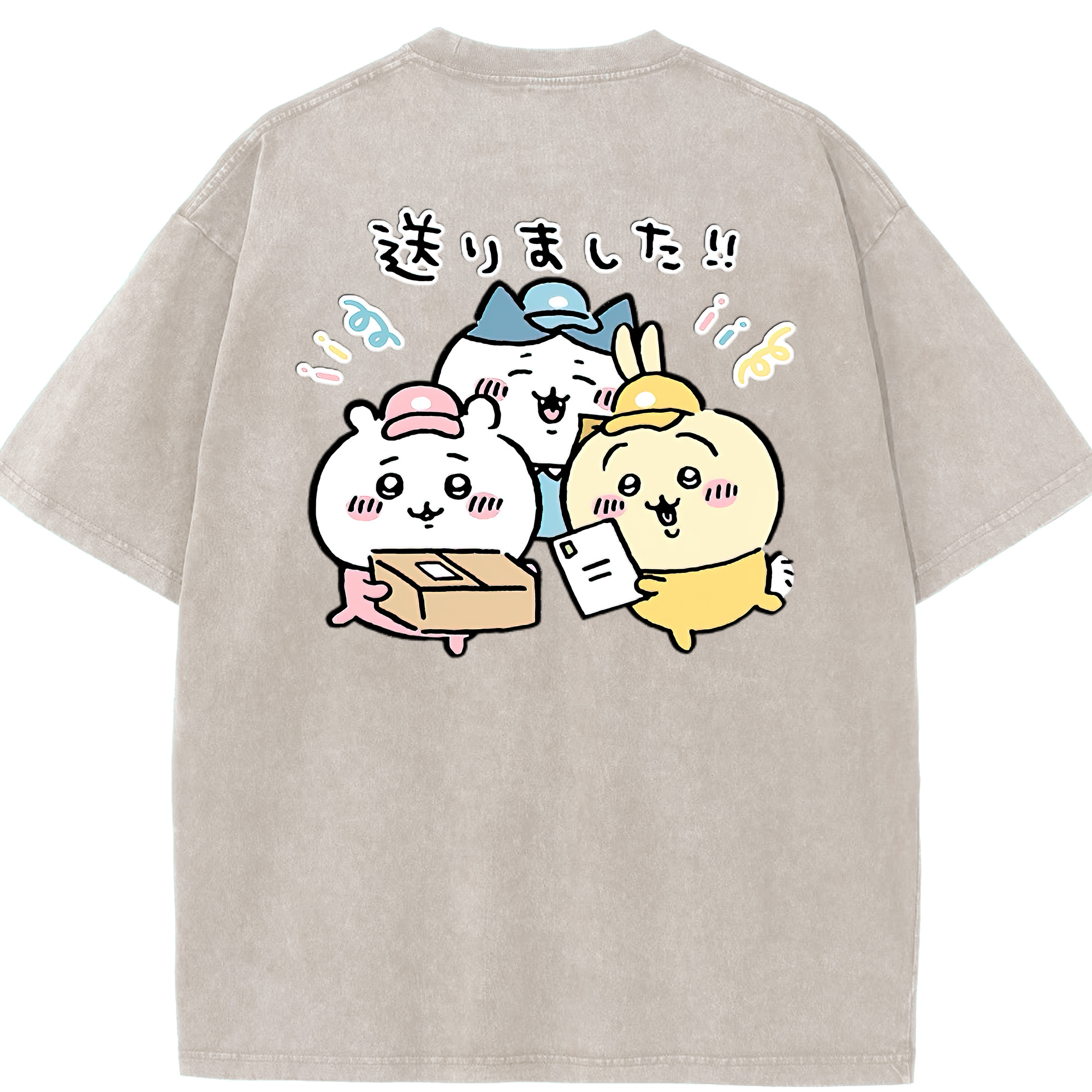 （画像用） ちいかわ ハチワレ Chii-kawa hachiware 綿100% ヴィンテージ風 半袖Tシャツ（背面プリント）