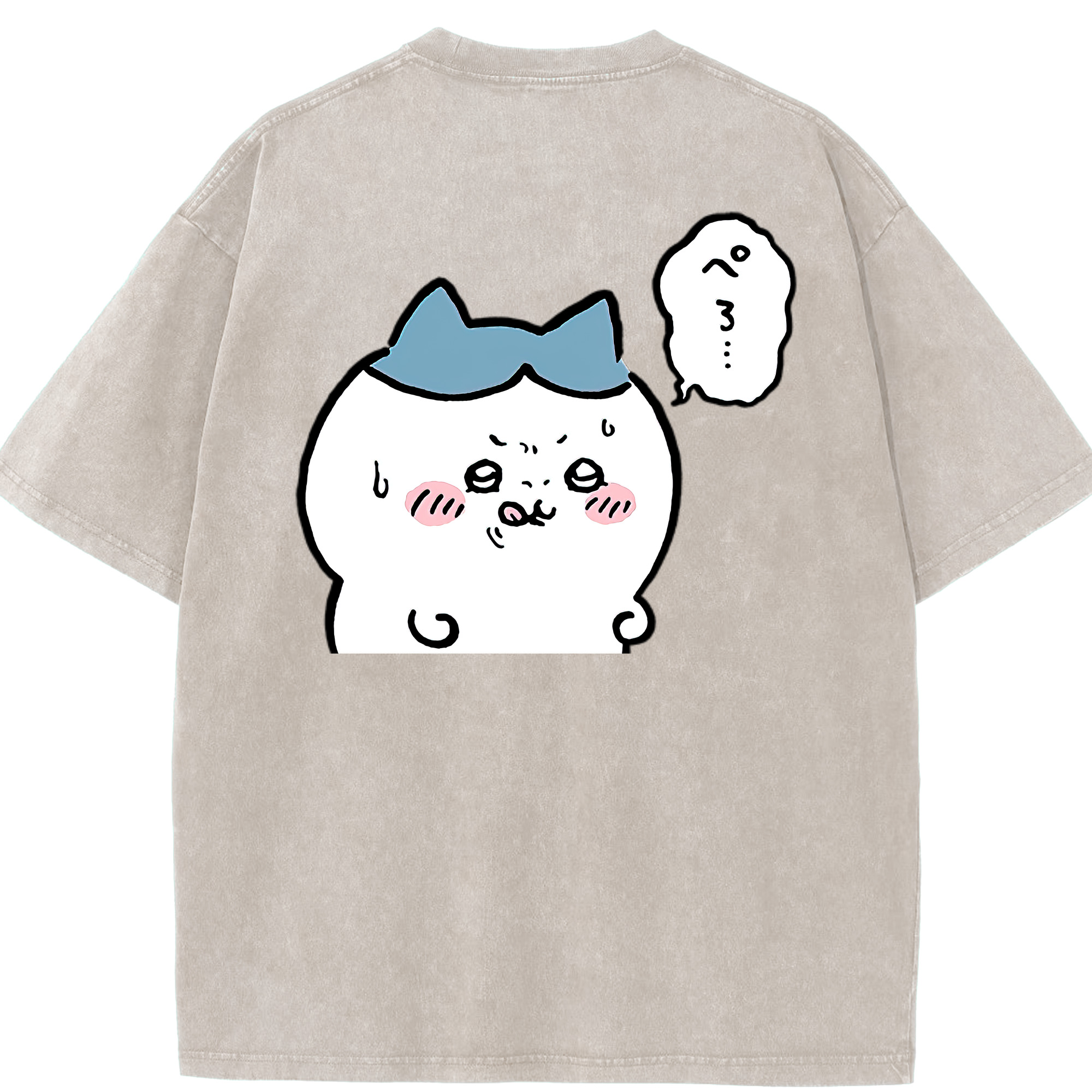 （画像用） ちいかわ ハチワレ Chii-kawa hachiware 綿100% ヴィンテージ風 半袖Tシャツ（背面プリント）