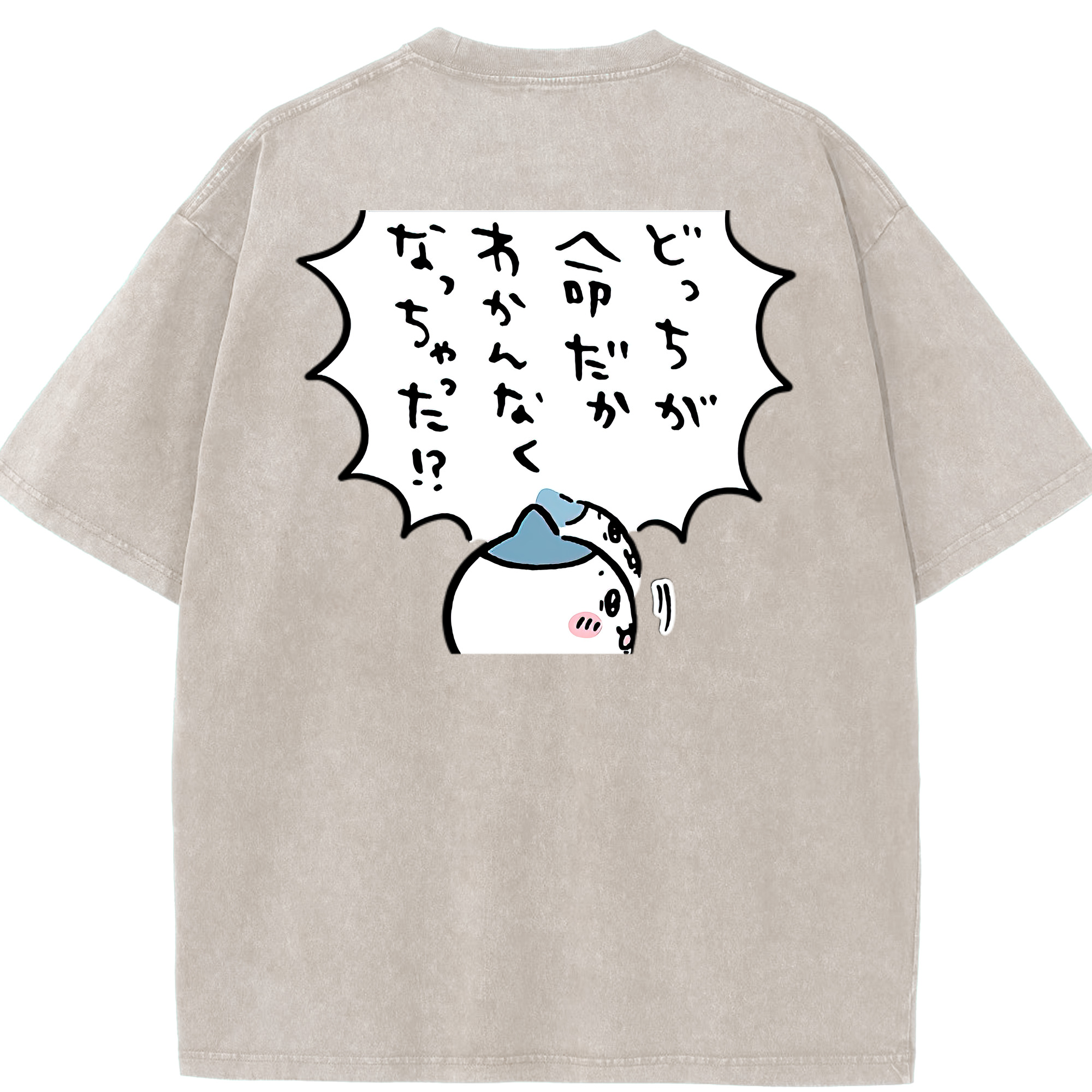 （画像用） ちいかわ ハチワレ Chii-kawa hachiware 綿100% ヴィンテージ風 半袖Tシャツ（背面プリント）
