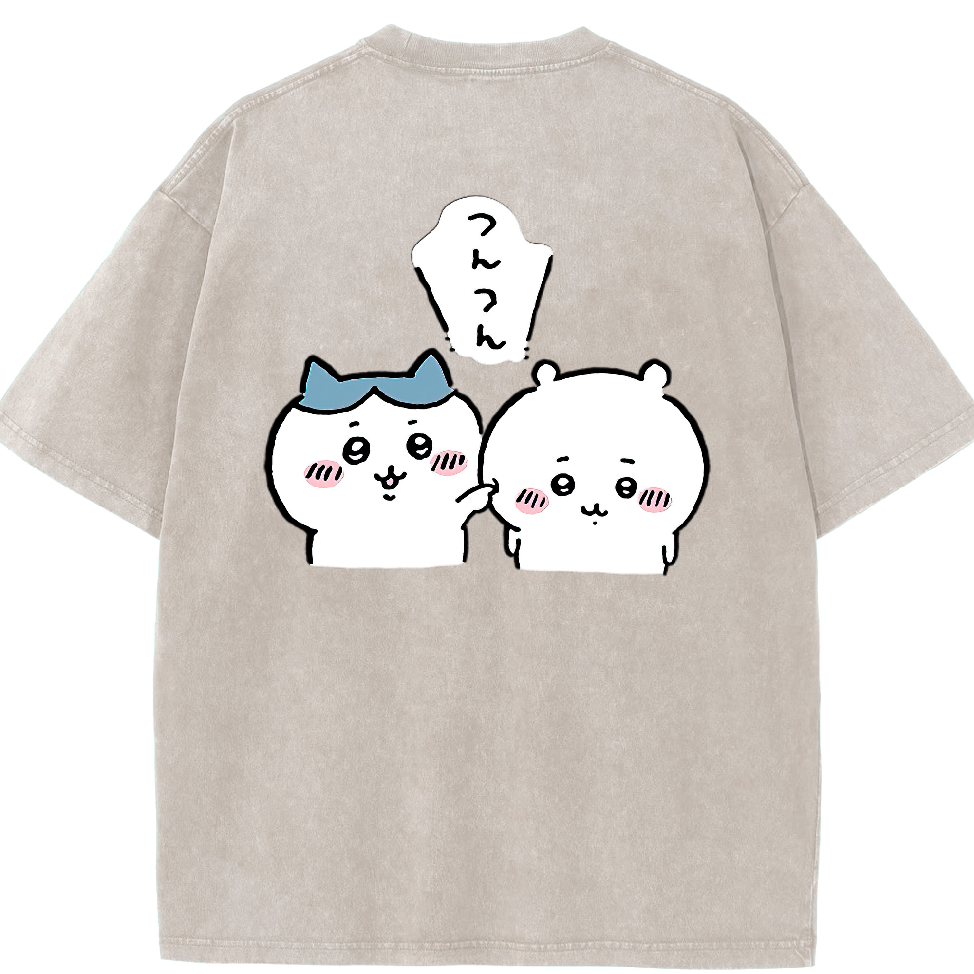（画像用） ちいかわ ちいかわ Chii-kawa chiikawa 綿100% ヴィンテージ風 半袖Tシャツ（背面プリント）