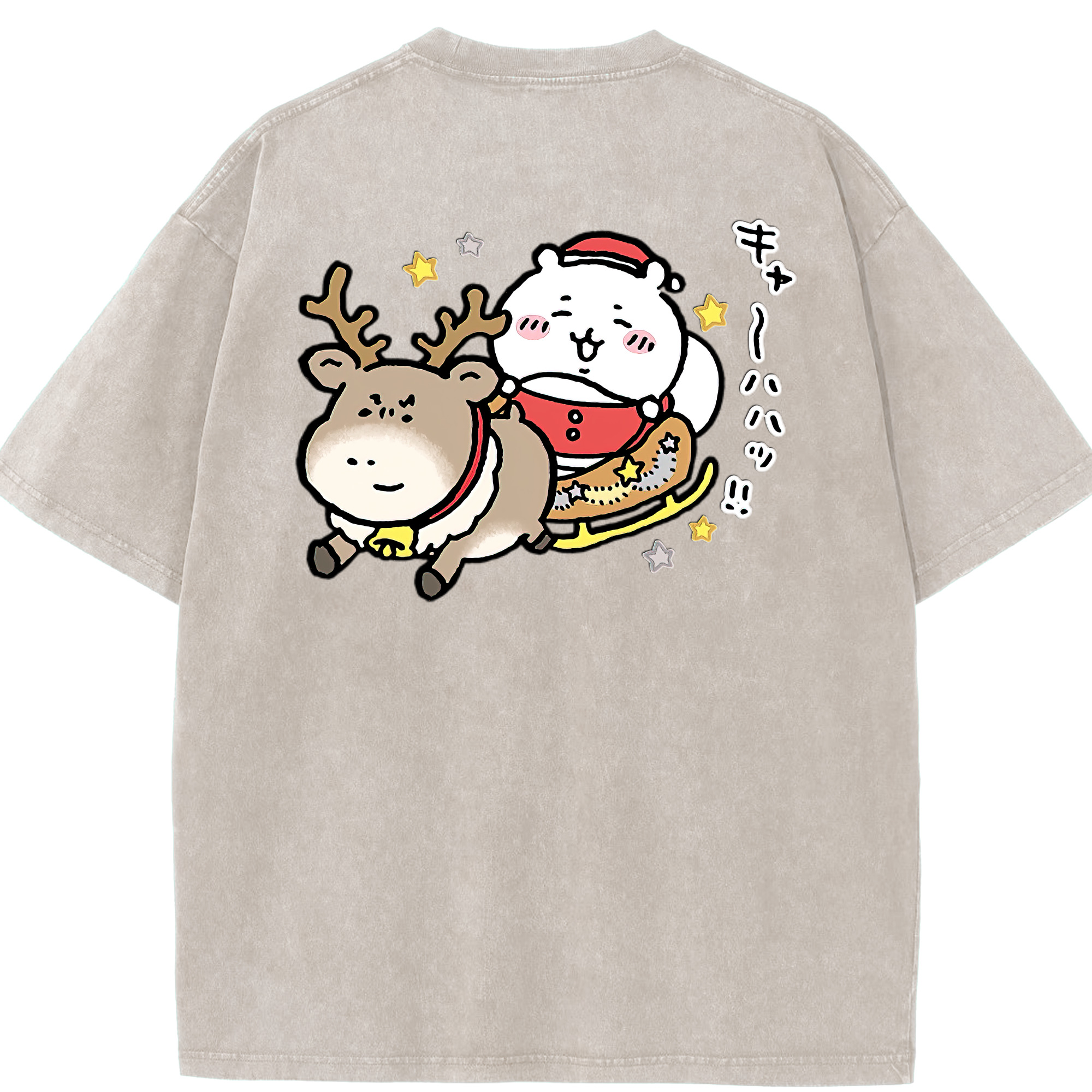 （画像用） ちいかわ ちいかわ Chii-kawa chiikawa 綿100% ヴィンテージ風 半袖Tシャツ（背面プリント）