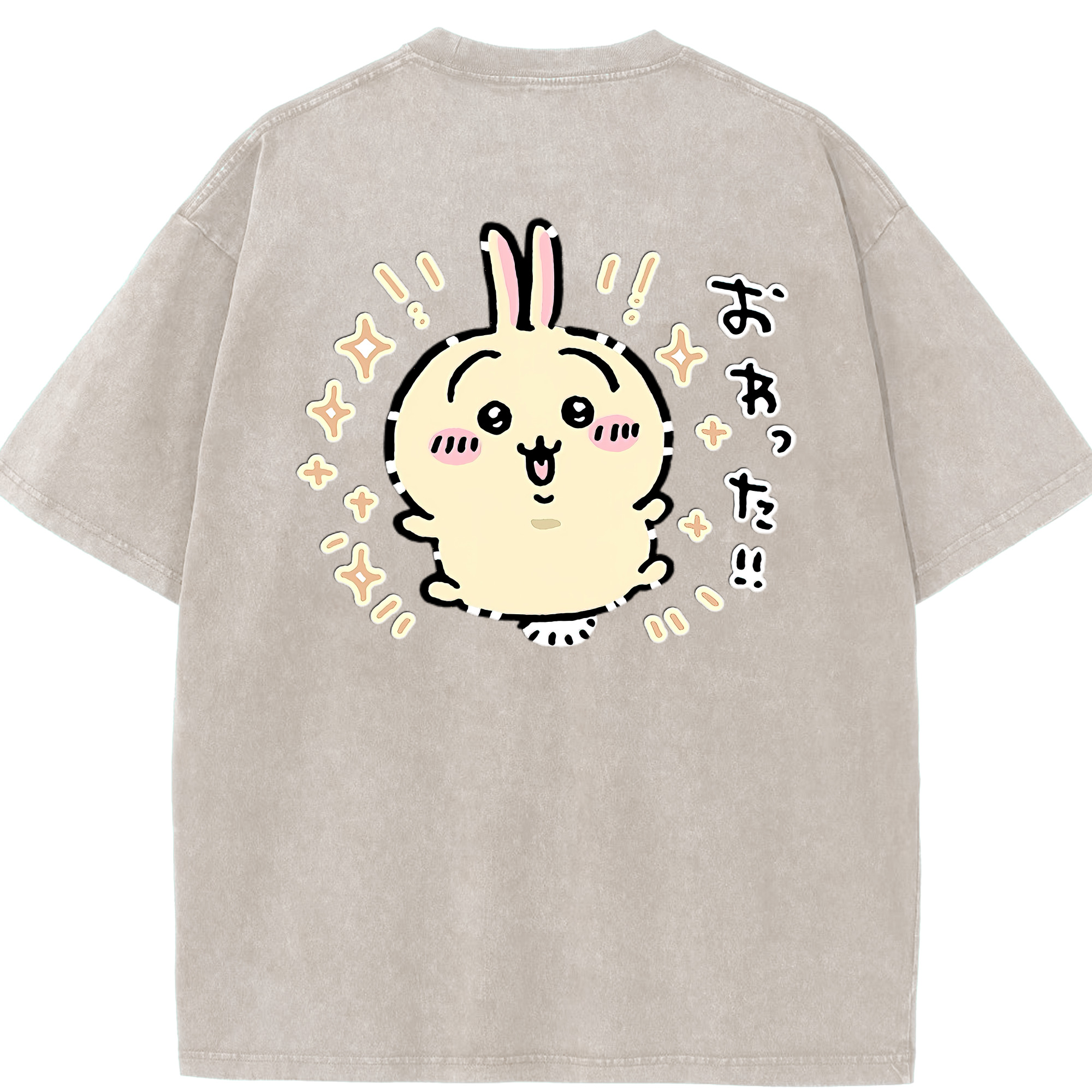 （画像用） ちいかわ うさぎ Chii-kawa usagi 綿100% ヴィンテージ風 半袖Tシャツ（背面プリント）