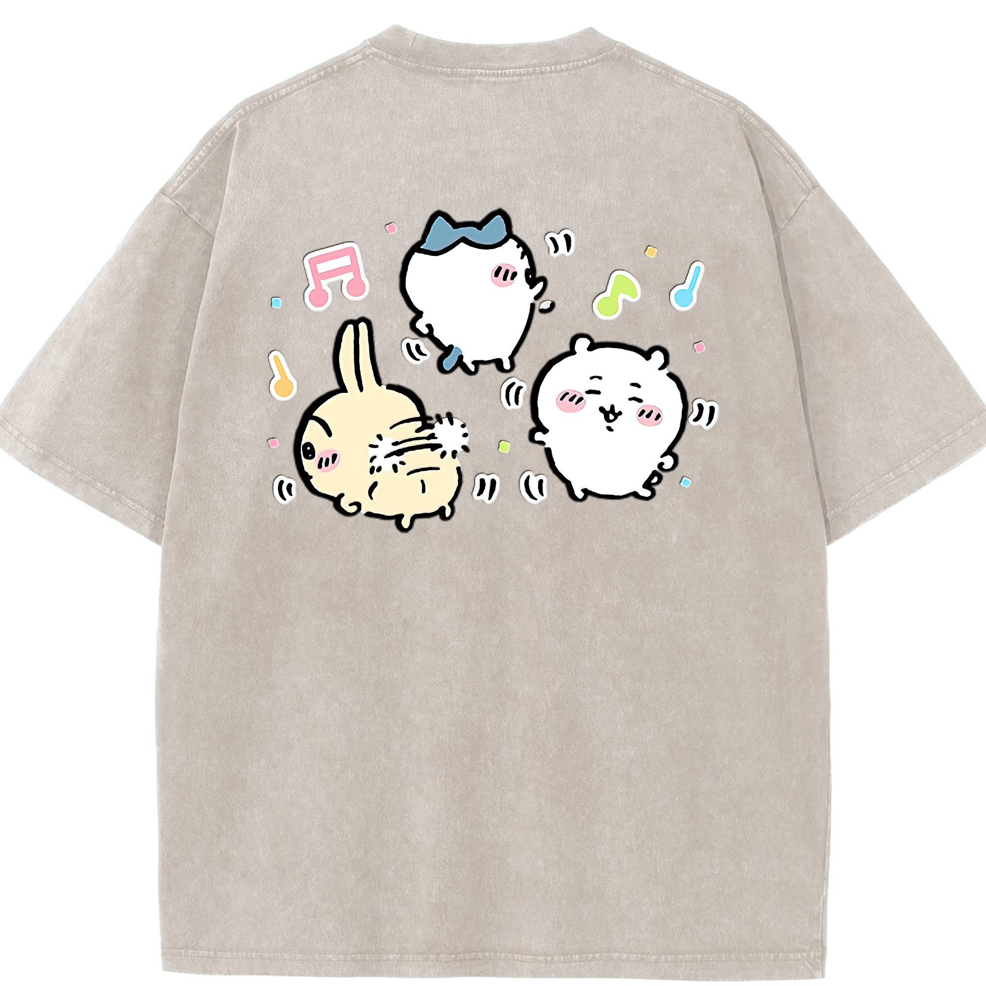 （画像用） ちいかわ うさぎ Chii-kawa usagi 綿100% ヴィンテージ風 半袖Tシャツ（背面プリント）