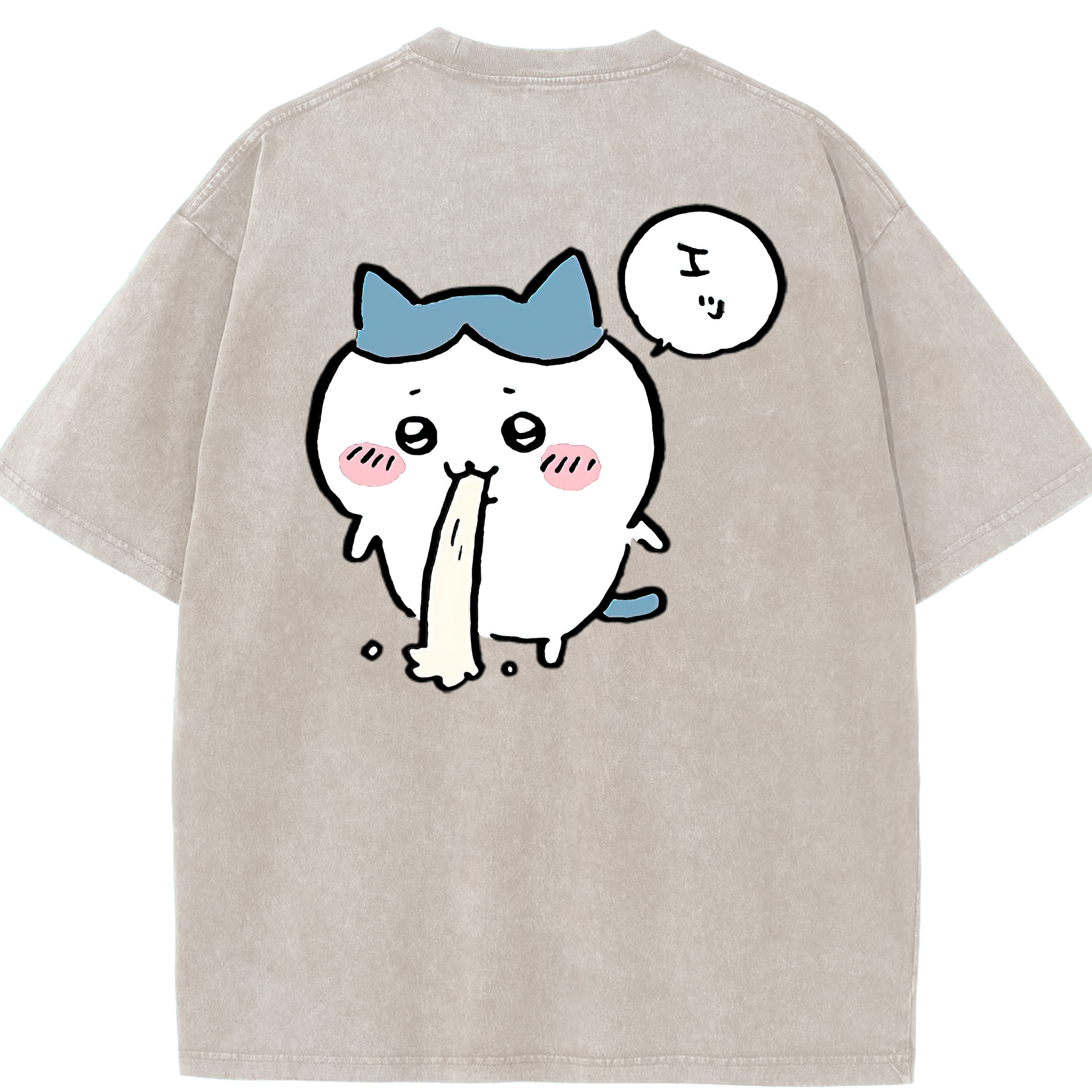 （画像用） ちいかわ ハチワレ Chii-kawa hachiware 綿100% ヴィンテージ風 半袖Tシャツ（背面プリント）