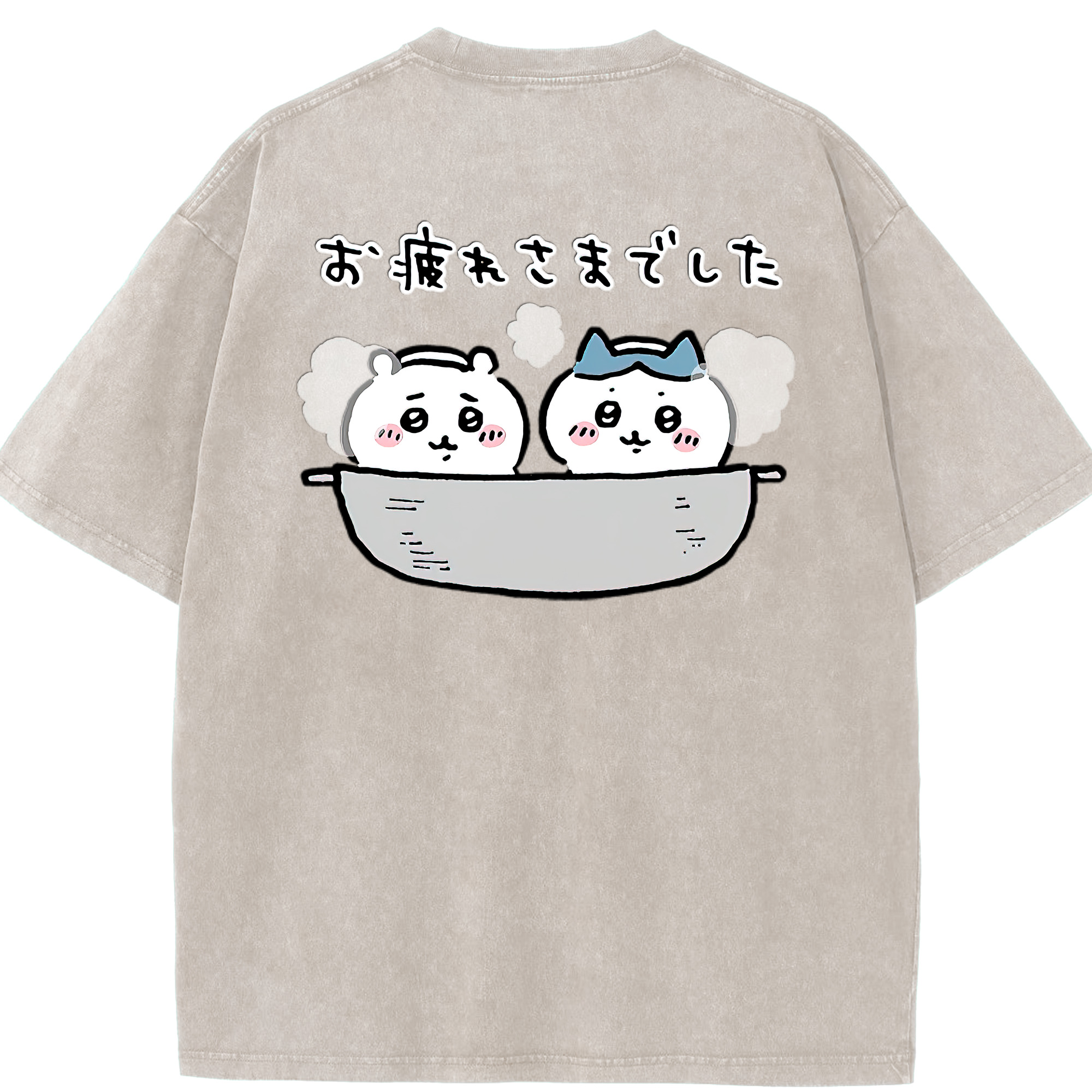 （画像用） ちいかわ ハチワレ Chii-kawa hachiware 綿100% ヴィンテージ風 半袖Tシャツ（背面プリント）
