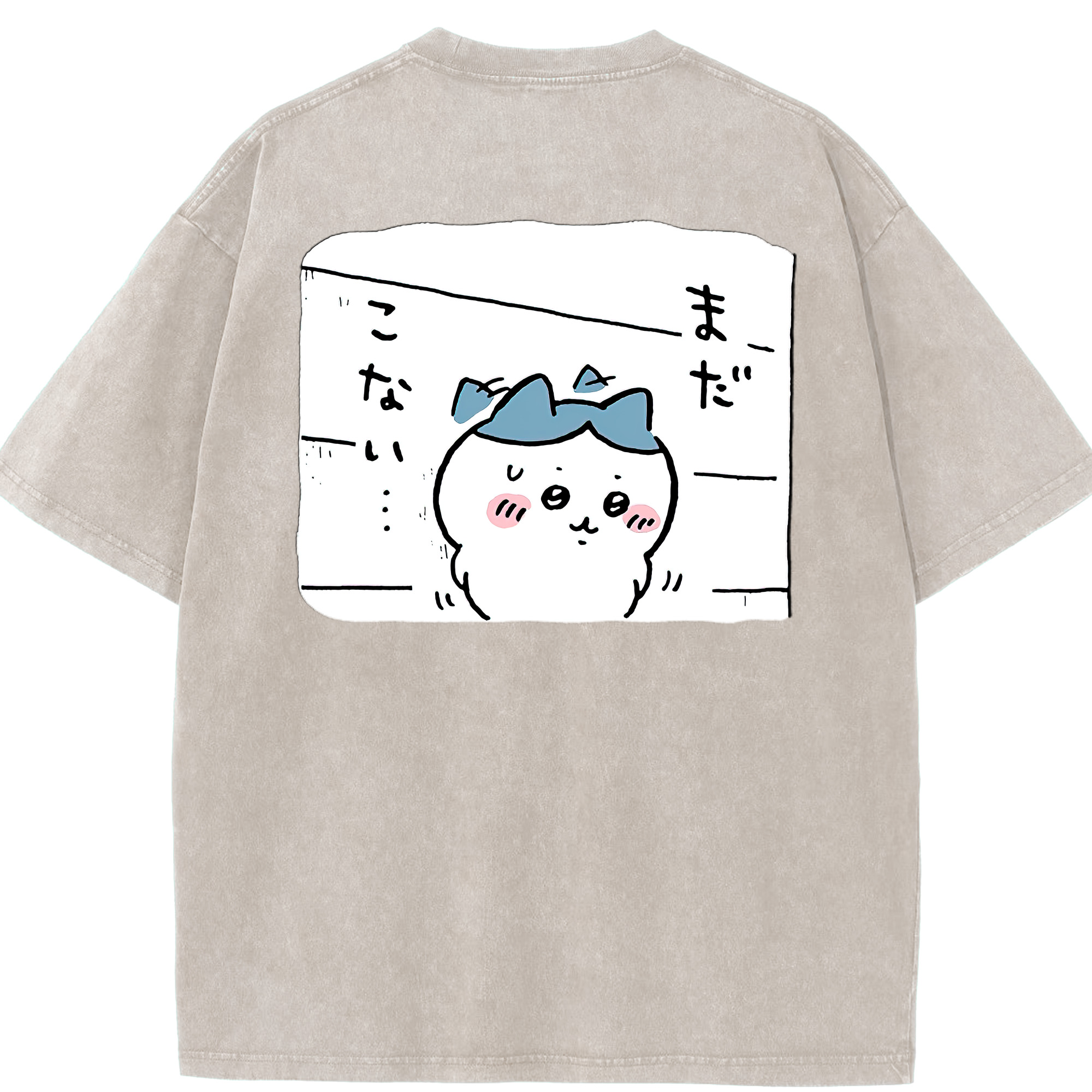 （画像用） ちいかわ ハチワレ Chii-kawa hachiware 綿100% ヴィンテージ風 半袖Tシャツ（背面プリント）
