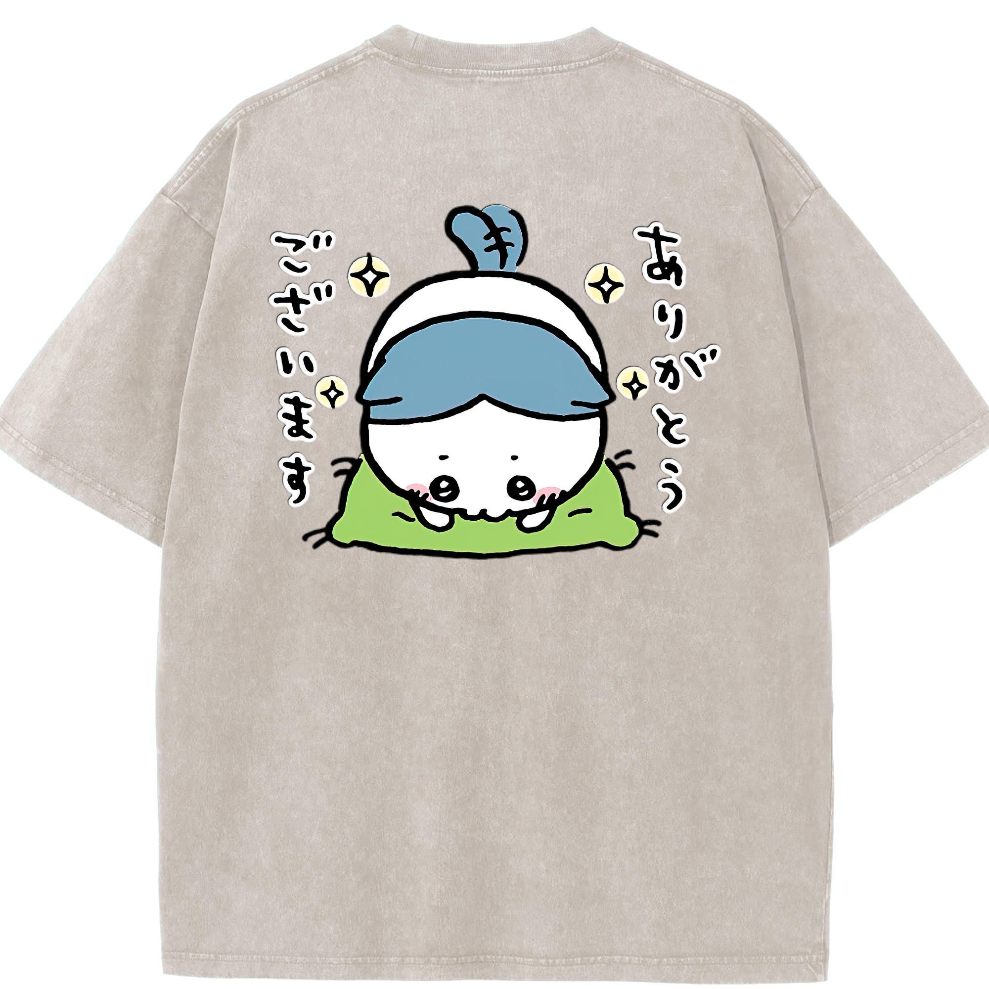 （画像用） ちいかわ ハチワレ Chii-kawa hachiware 綿100% ヴィンテージ風 半袖Tシャツ（背面プリント）