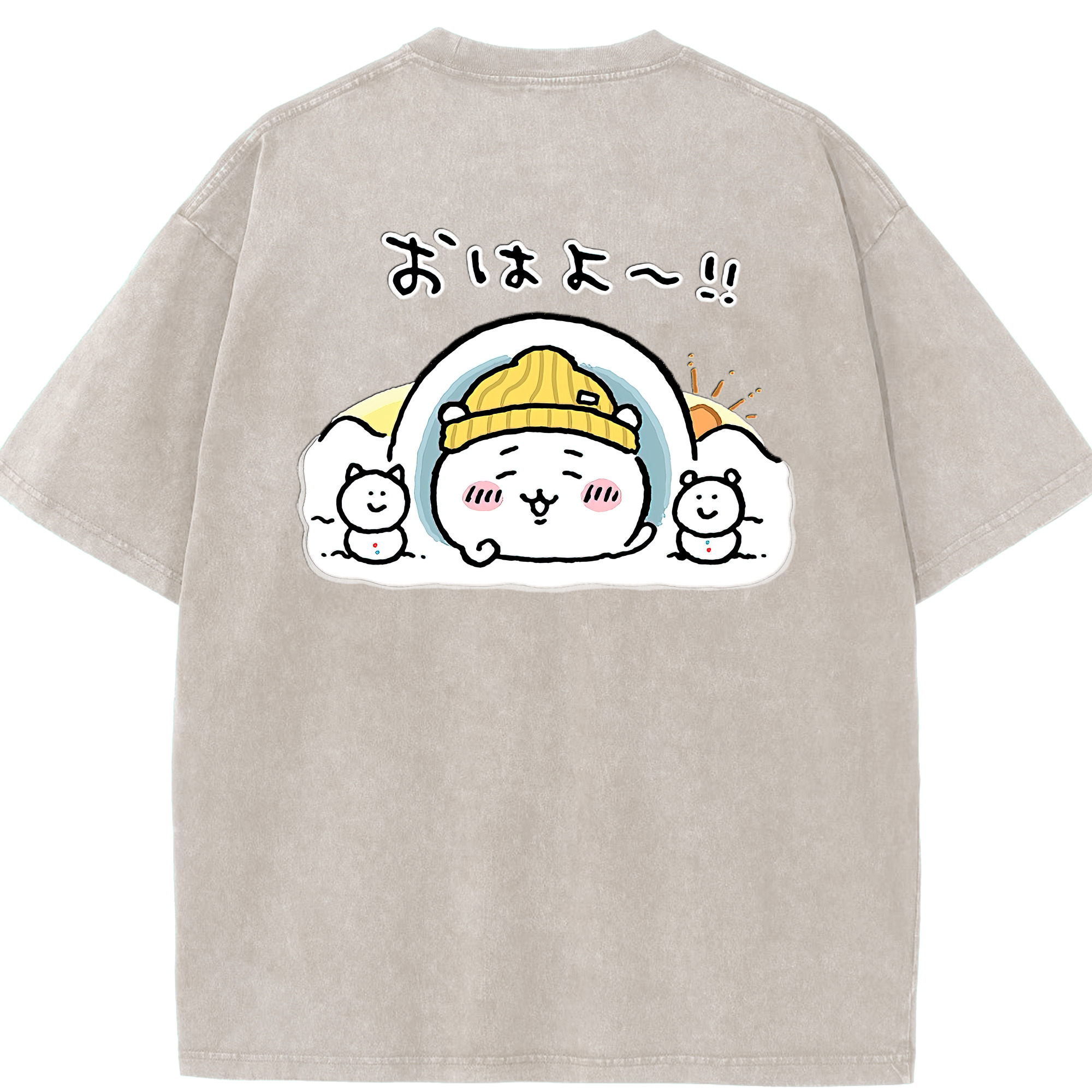（画像用） ちいかわ ちいかわ Chii-kawa chiikawa 綿100% ヴィンテージ風 半袖Tシャツ（背面プリント）