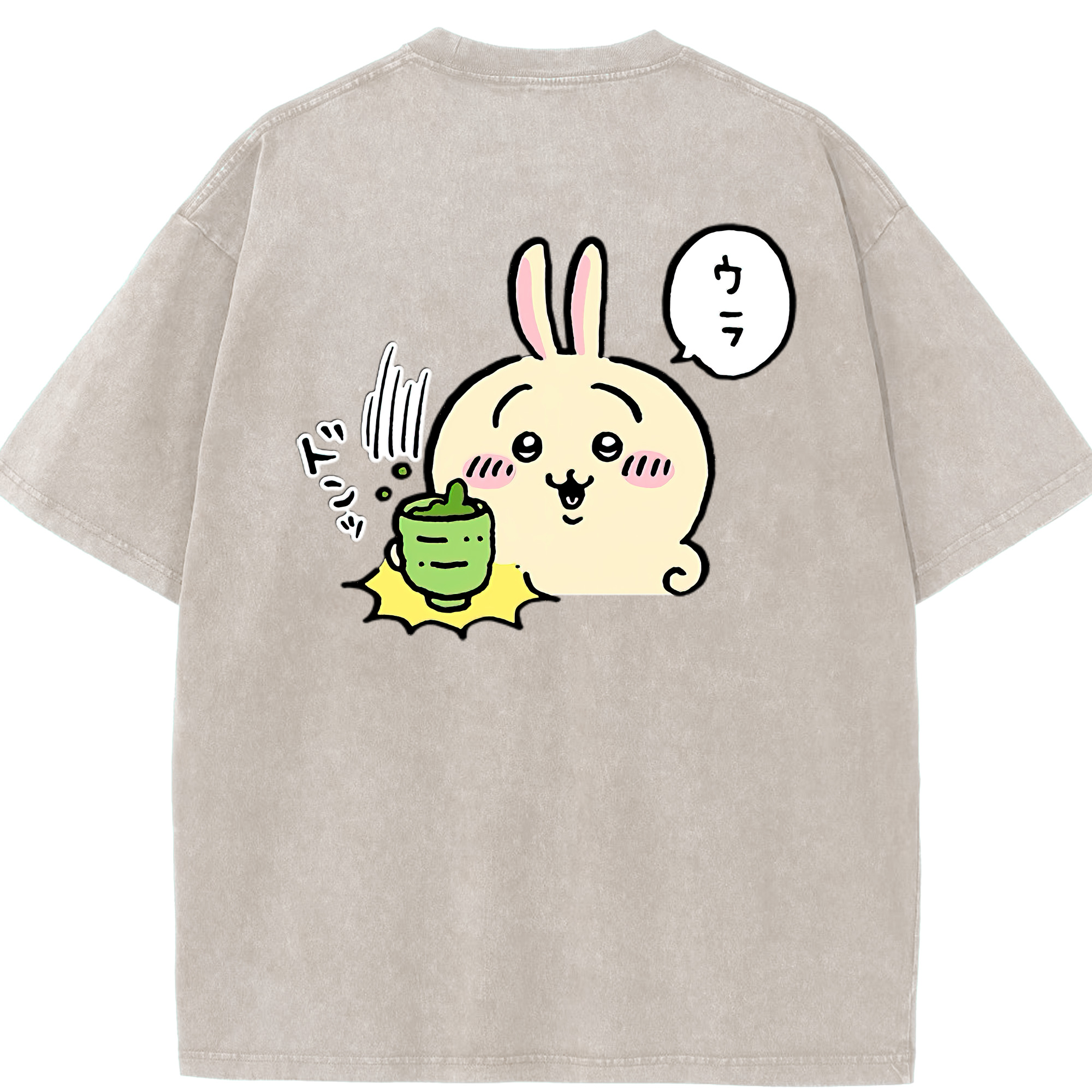 （画像用） ちいかわ うさぎ Chii-kawa usagi 綿100% ヴィンテージ風 半袖Tシャツ（背面プリント）