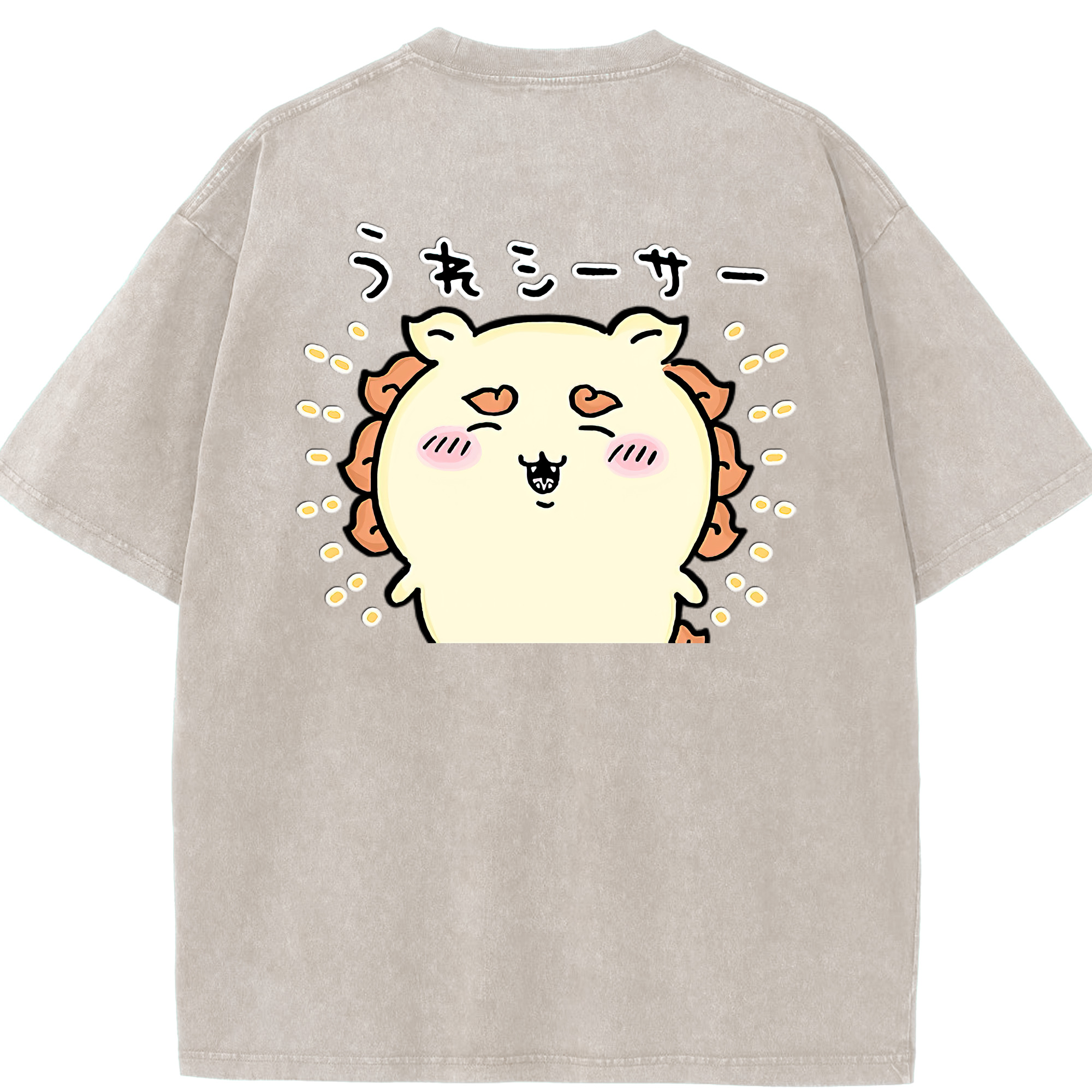 （画像用） ちいかわ シーサー Chii-kawa Shisa 綿100% ヴィンテージ風 半袖Tシャツ（背面プリント）