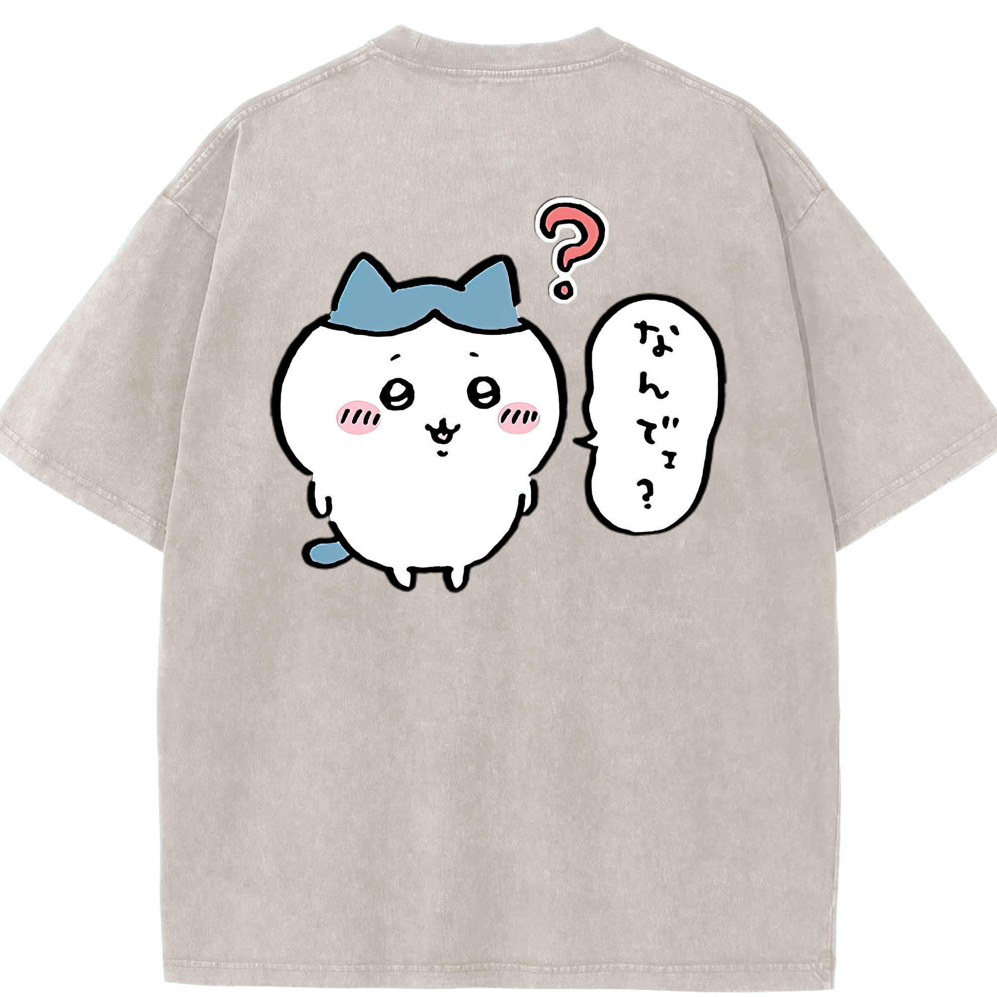 （画像用） ちいかわ ハチワレ Chii-kawa hachiware 綿100% ヴィンテージ風 半袖Tシャツ（背面プリント）