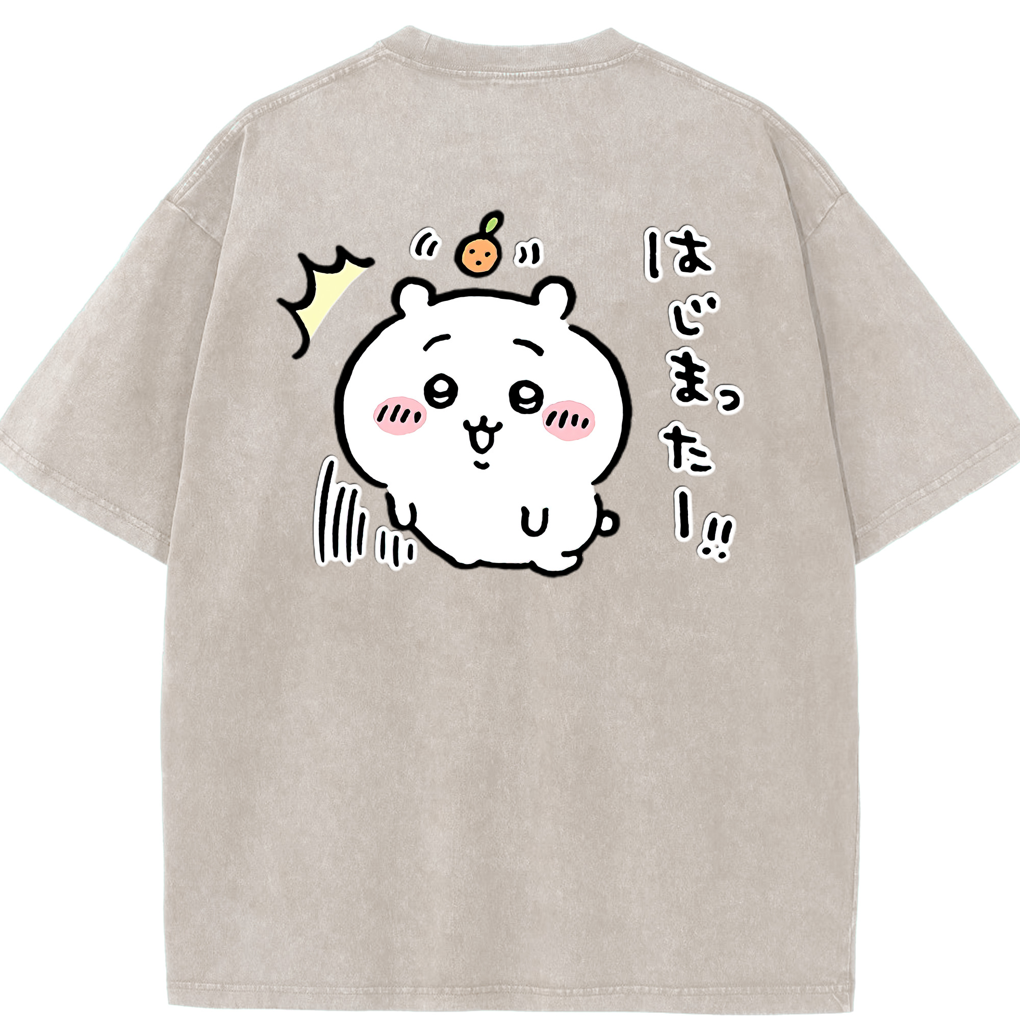 （画像用） ちいかわ ちいかわ Chii-kawa chiikawa 綿100% ヴィンテージ風 半袖Tシャツ（背面プリント）