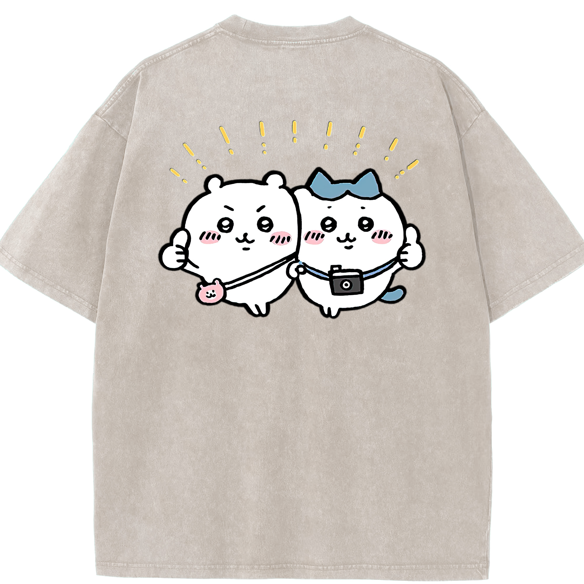 （画像用） ちいかわ ちいかわ Chii-kawa chiikawa 綿100% ヴィンテージ風 半袖Tシャツ（背面プリント）