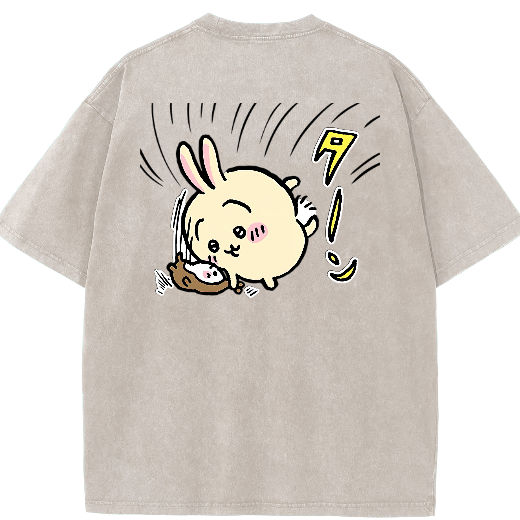 （画像用） ちいかわ うさぎ Chii-kawa usagi 綿100% ヴィンテージ風 半袖Tシャツ（背面プリント）