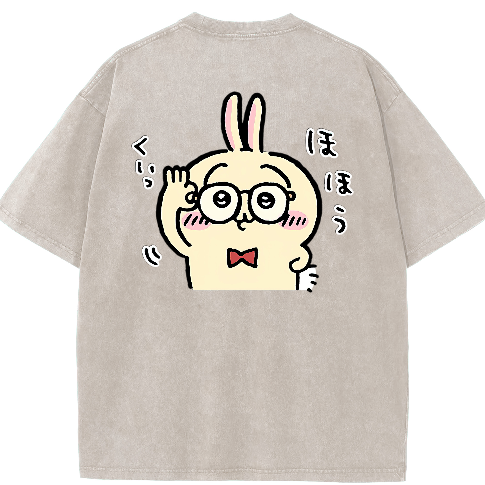 （画像用） ちいかわ うさぎ Chii-kawa usagi 綿100% ヴィンテージ風 半袖Tシャツ（背面プリント）