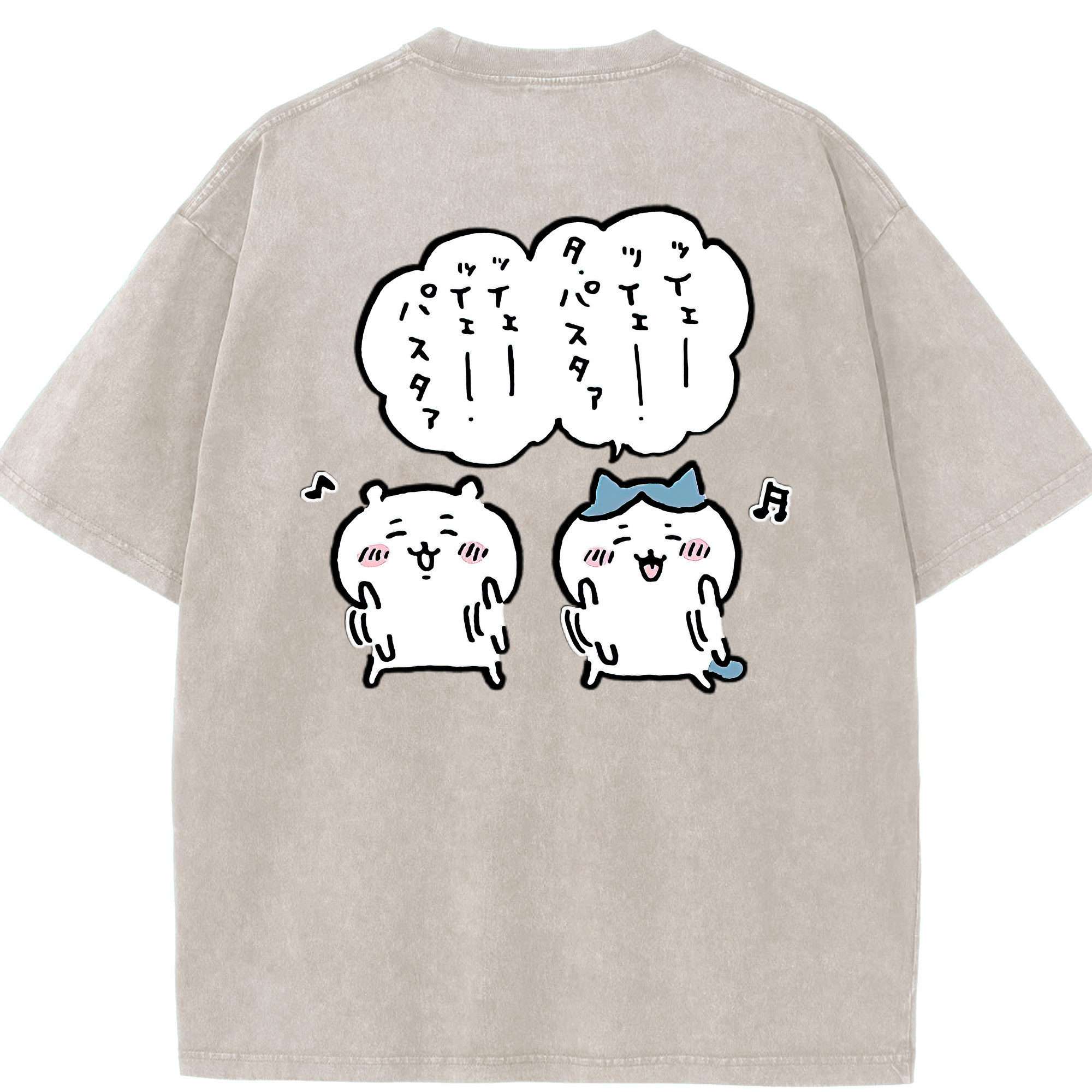 （画像用） ちいかわ ハチワレ Chii-kawa hachiware 綿100% ヴィンテージ風 半袖Tシャツ（背面プリント）