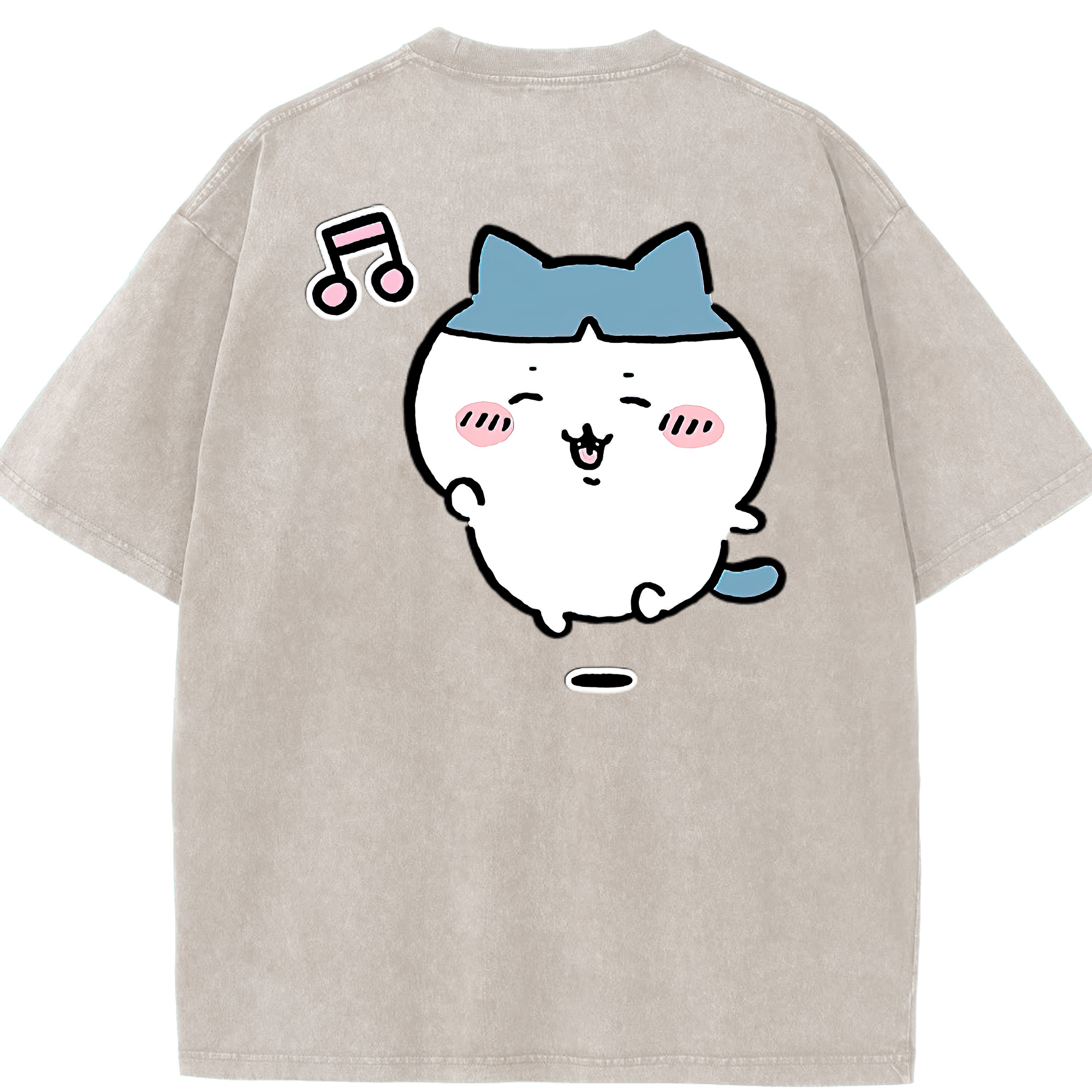 （画像用） ちいかわ ハチワレ Chii-kawa hachiware 綿100% ヴィンテージ風 半袖Tシャツ（背面プリント）