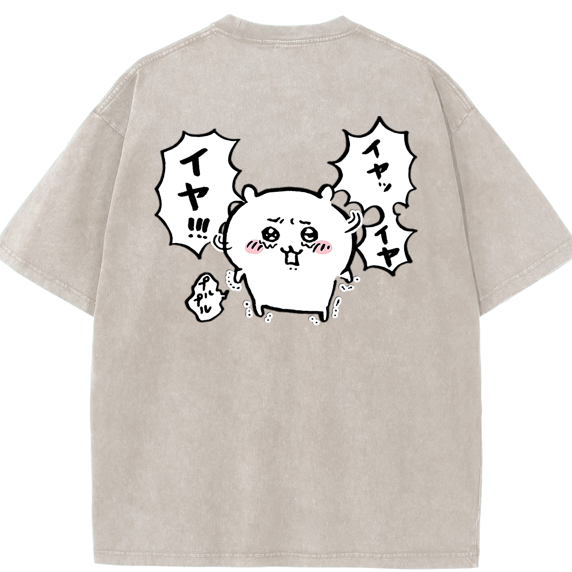 （画像用） ちいかわ ちいかわ Chii-kawa chiikawa 綿100% ヴィンテージ風 半袖Tシャツ（背面プリント）