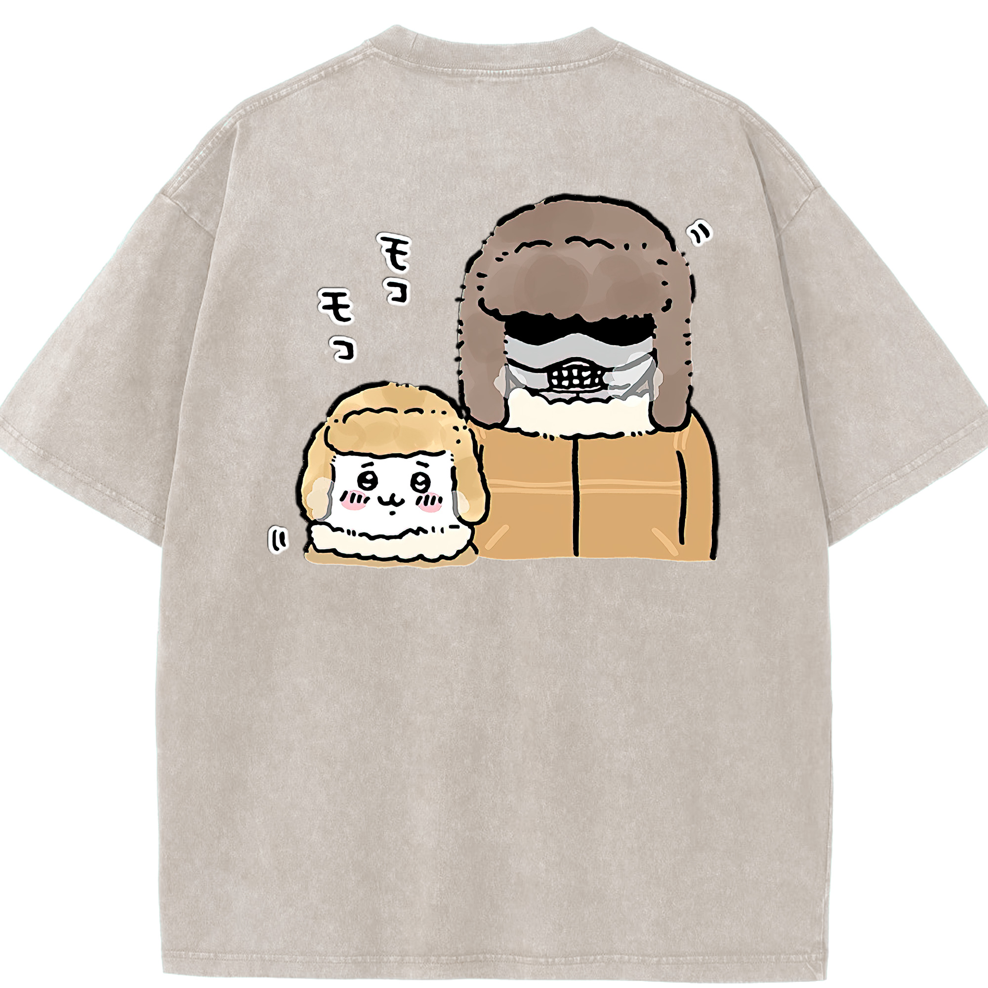 （画像用） ちいかわ 労働の鎧さん Chii-kawa Mr. Armor of Labor 綿100% ヴィンテージ風 半袖Tシャツ（背面プリント）