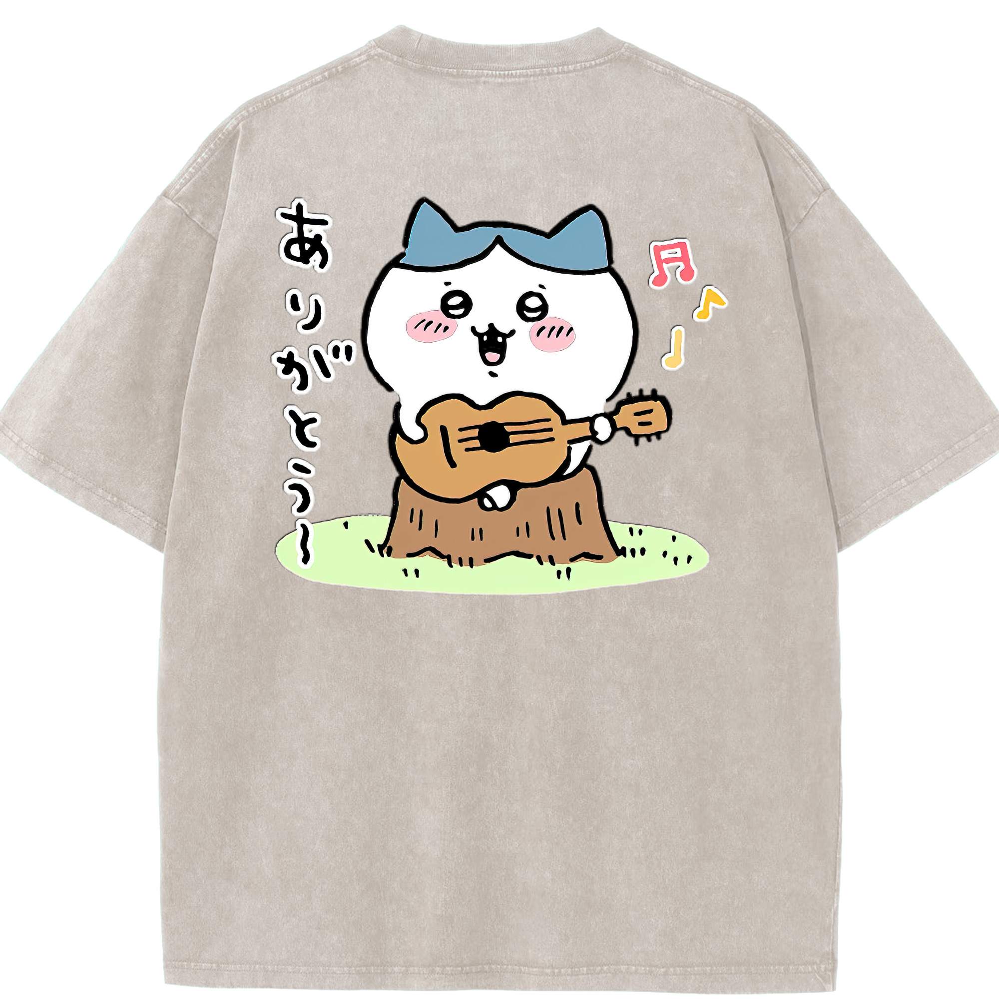 （画像用） ちいかわ ハチワレ Chii-kawa hachiware 綿100% ヴィンテージ風 半袖Tシャツ（背面プリント）