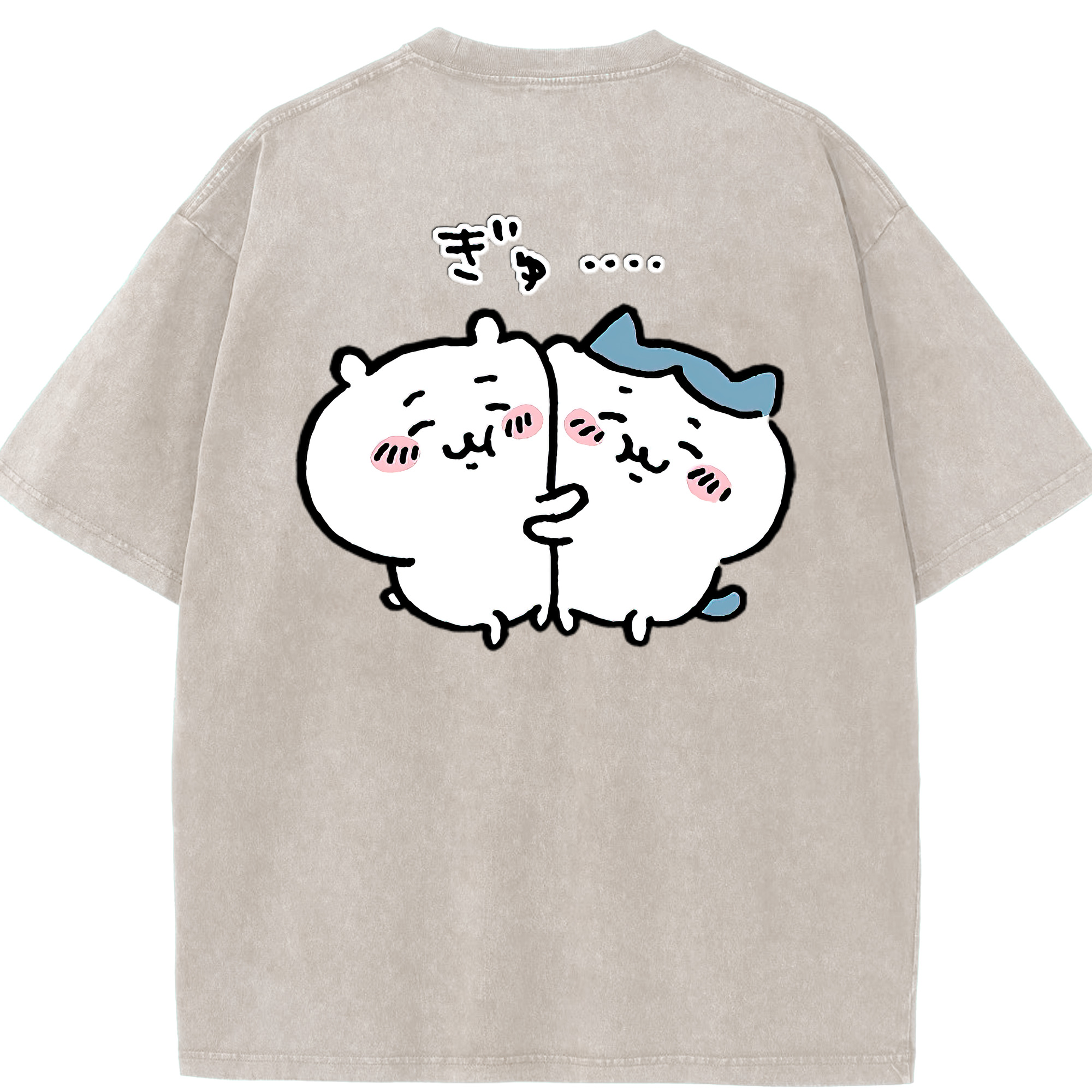 （画像用） ちいかわ ハチワレ Chii-kawa hachiware 綿100% ヴィンテージ風 半袖Tシャツ（背面プリント）