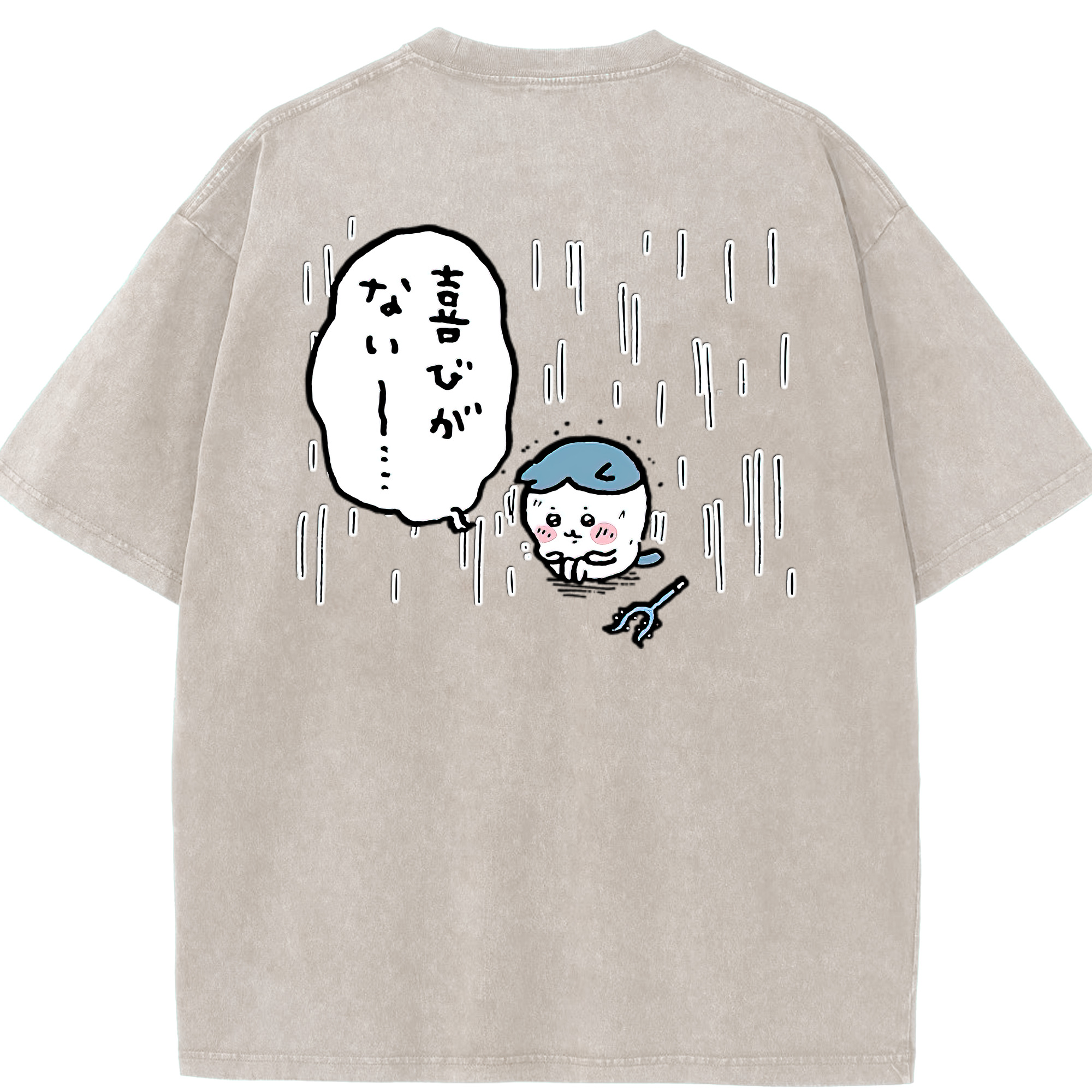 （画像用） ちいかわ ハチワレ Chii-kawa hachiware 綿100% ヴィンテージ風 半袖Tシャツ（背面プリント）