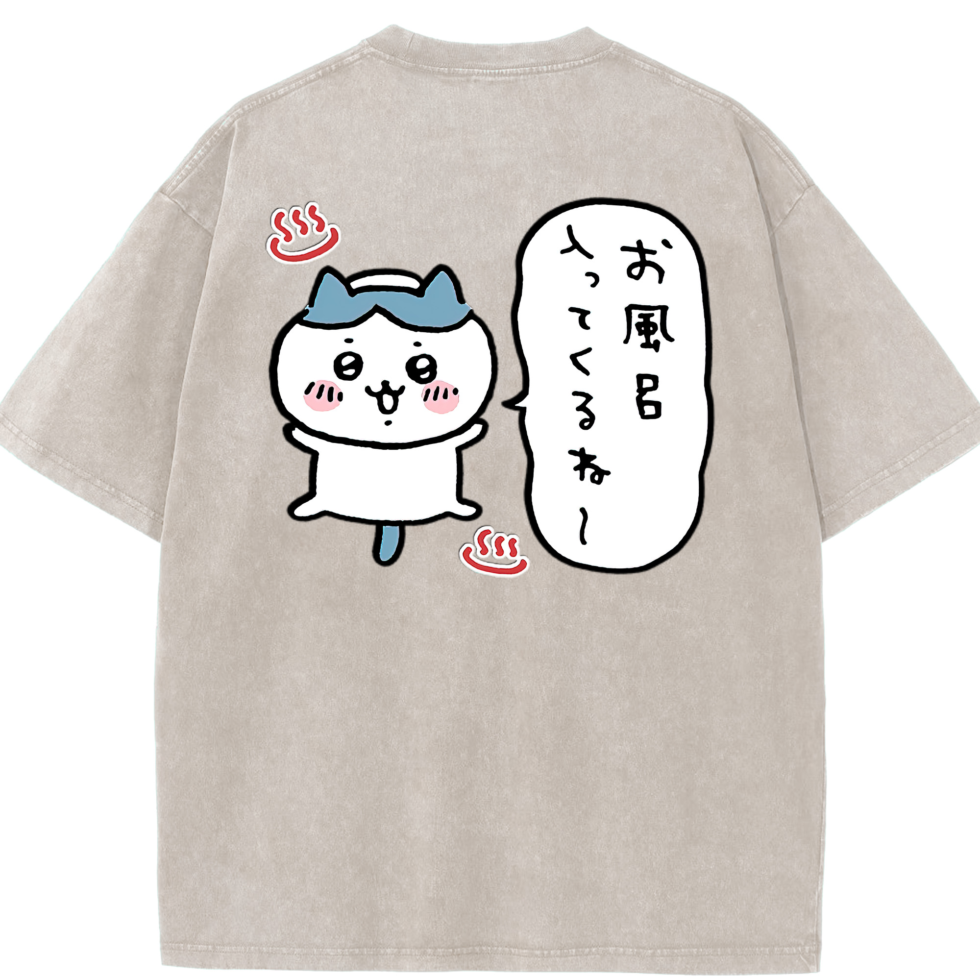 （画像用） ちいかわ ハチワレ Chii-kawa hachiware 綿100% ヴィンテージ風 半袖Tシャツ（背面プリント）