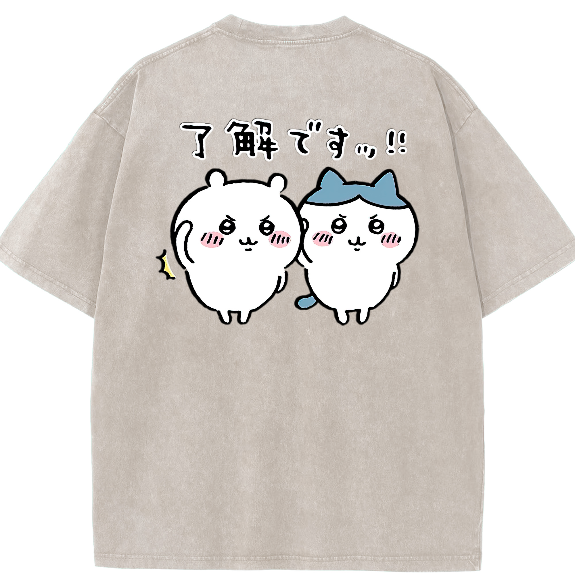 （画像用） ちいかわ ハチワレ Chii-kawa hachiware 綿100% ヴィンテージ風 半袖Tシャツ（背面プリント）