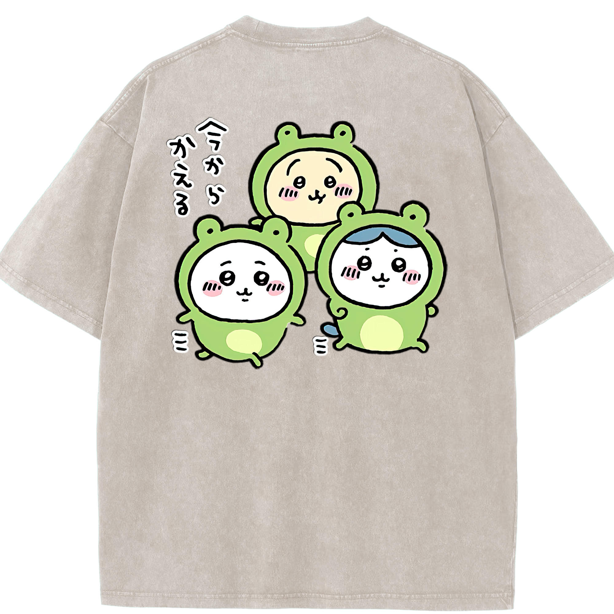 （画像用） ちいかわ ハチワレ Chii-kawa hachiware 綿100% ヴィンテージ風 半袖Tシャツ（背面プリント）