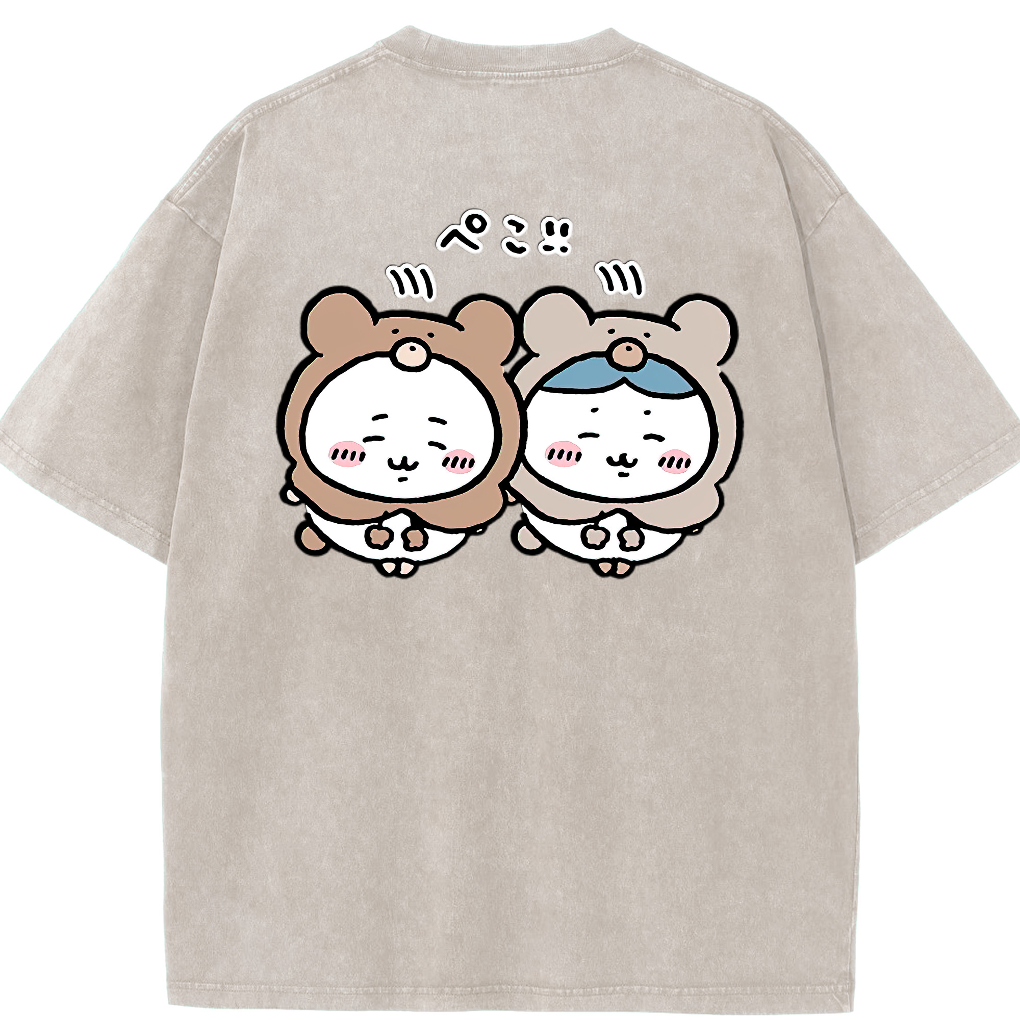 （画像用） ちいかわ ハチワレ Chii-kawa hachiware 綿100% ヴィンテージ風 半袖Tシャツ（背面プリント）