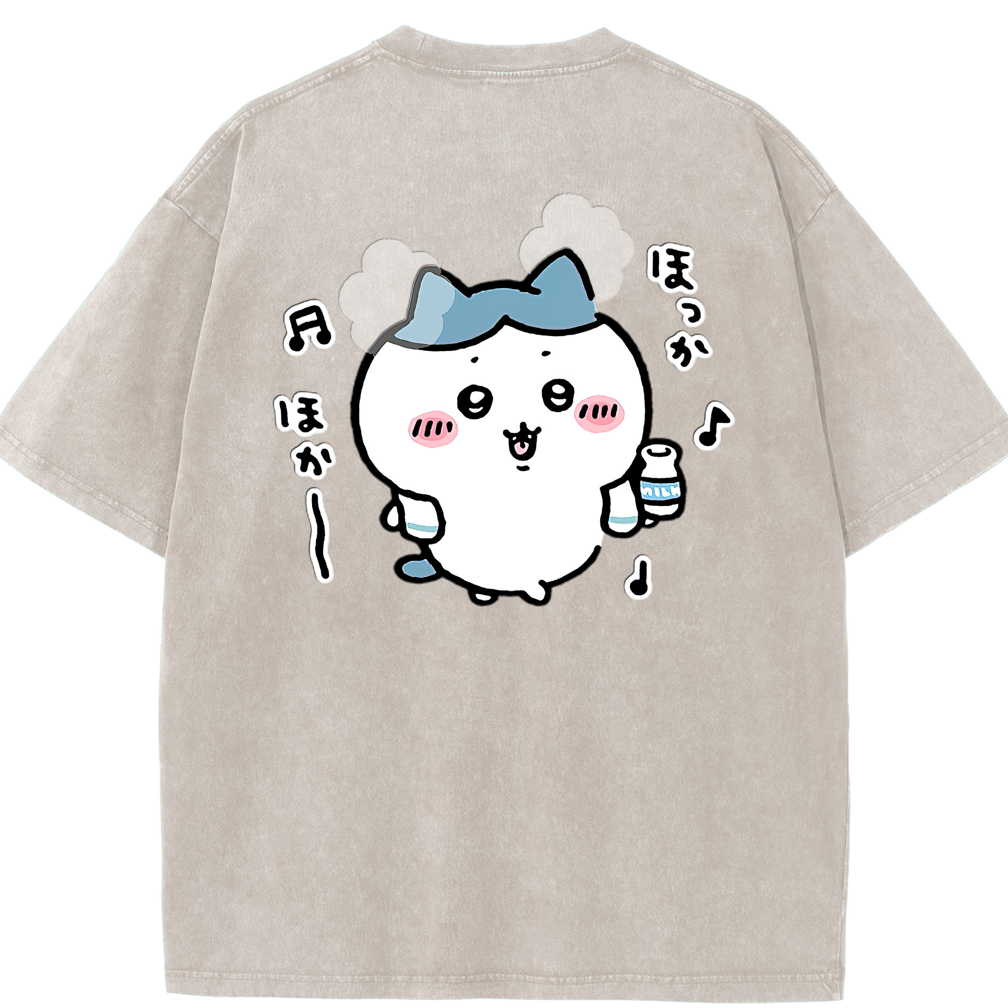 （画像用） ちいかわ ハチワレ Chii-kawa hachiware 綿100% ヴィンテージ風 半袖Tシャツ（背面プリント）