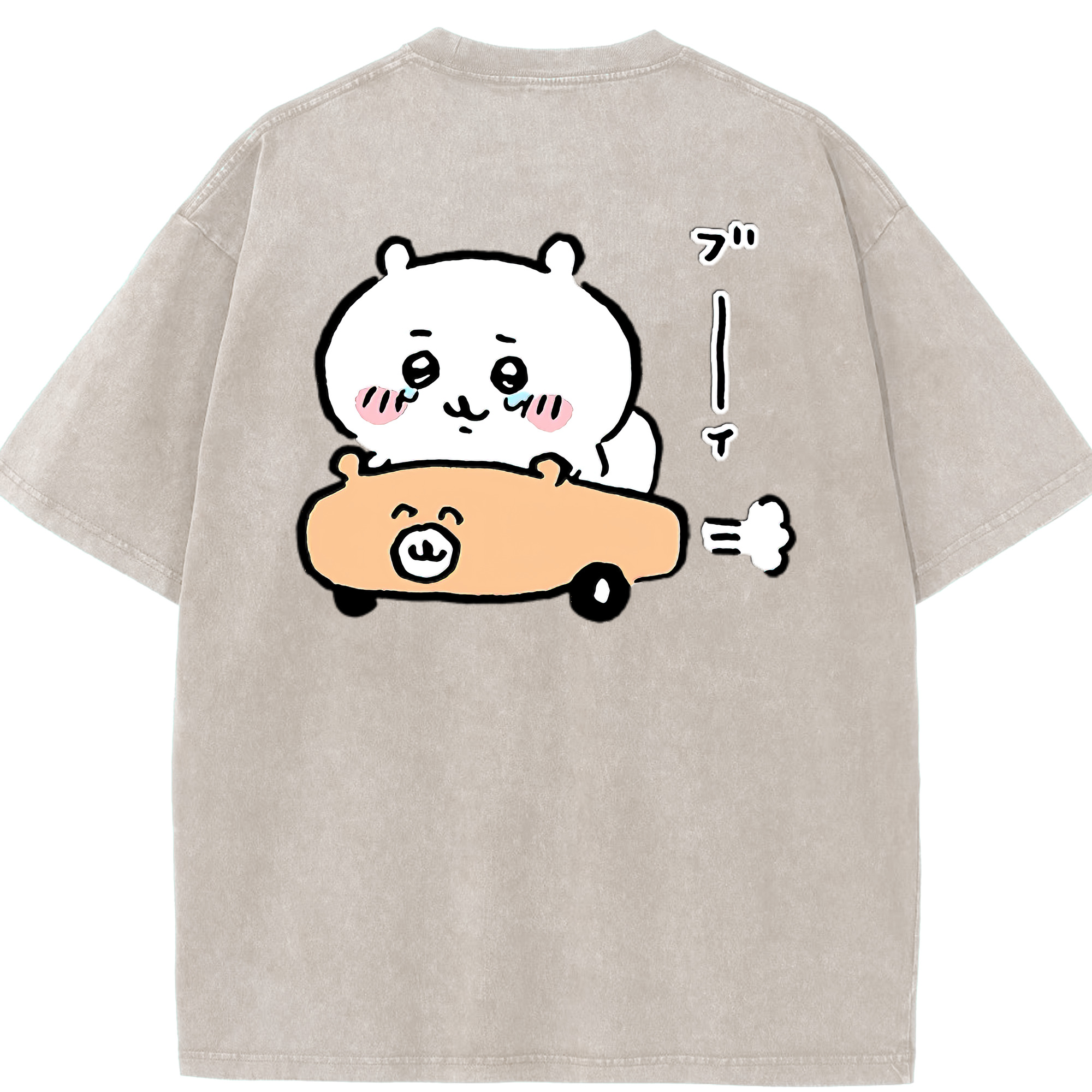 （画像用） ちいかわ ちいかわ Chii-kawa chiikawa 綿100% ヴィンテージ風 半袖Tシャツ（背面プリント）