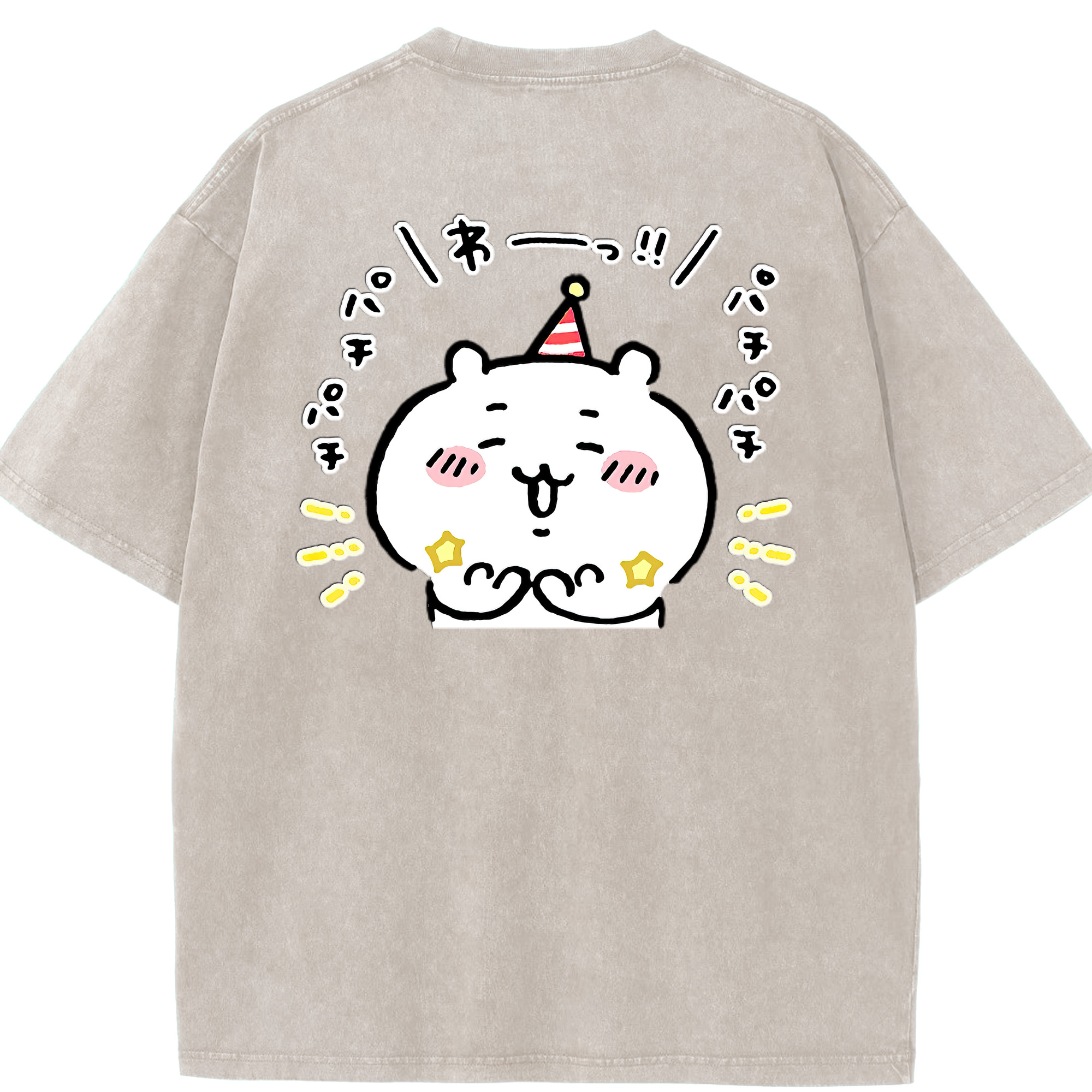 （画像用） ちいかわ ちいかわ Chii-kawa chiikawa 綿100% ヴィンテージ風 半袖Tシャツ（背面プリント）