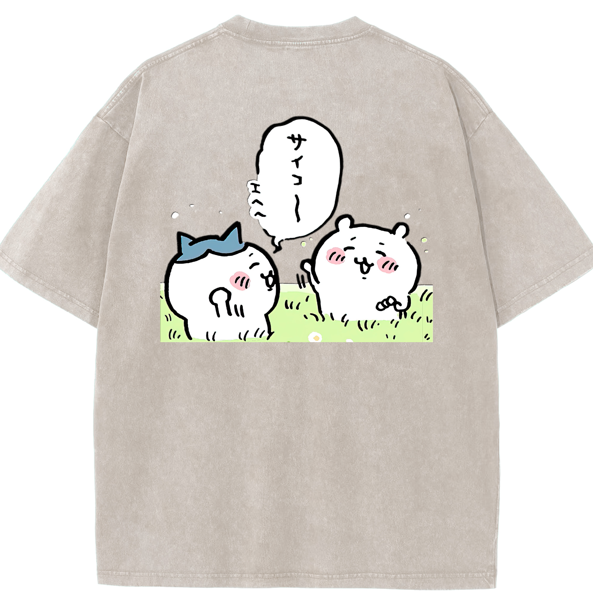 （画像用） ちいかわ ちいかわ Chii-kawa chiikawa 綿100% ヴィンテージ風 半袖Tシャツ（背面プリント）