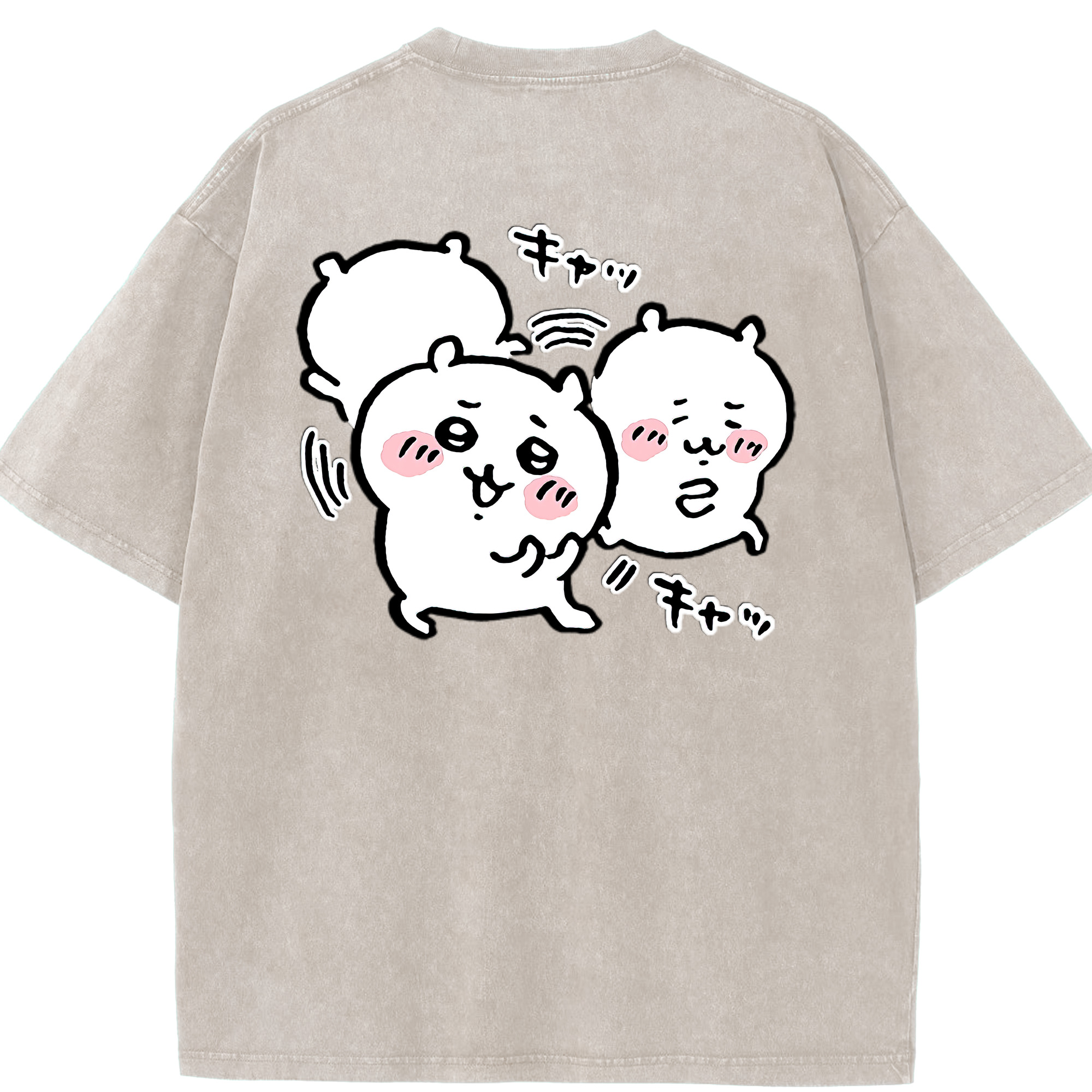 （画像用） ちいかわ ちいかわ Chii-kawa chiikawa 綿100% ヴィンテージ風 半袖Tシャツ（背面プリント）