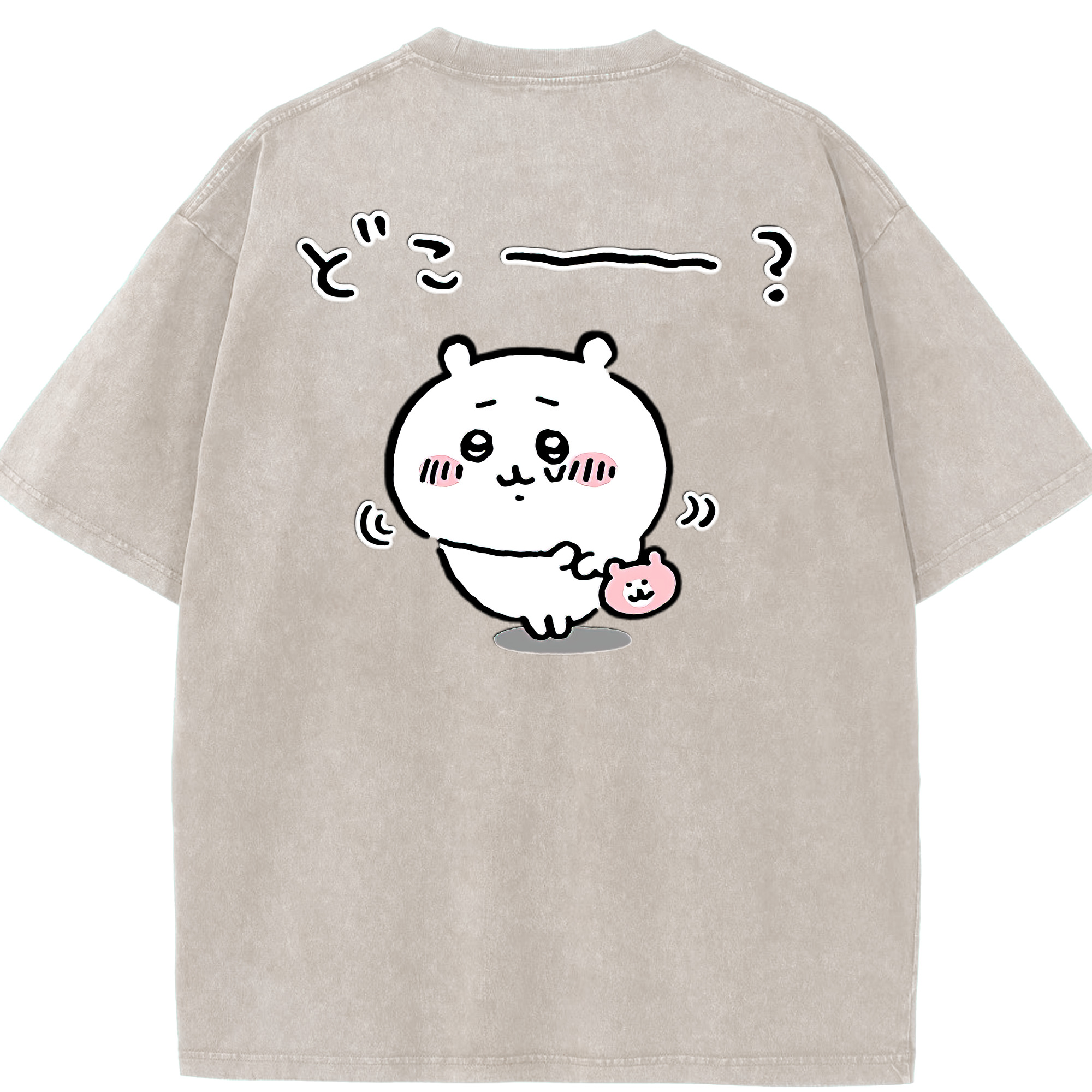 （画像用） ちいかわ ちいかわ Chii-kawa chiikawa 綿100% ヴィンテージ風 半袖Tシャツ（背面プリント）