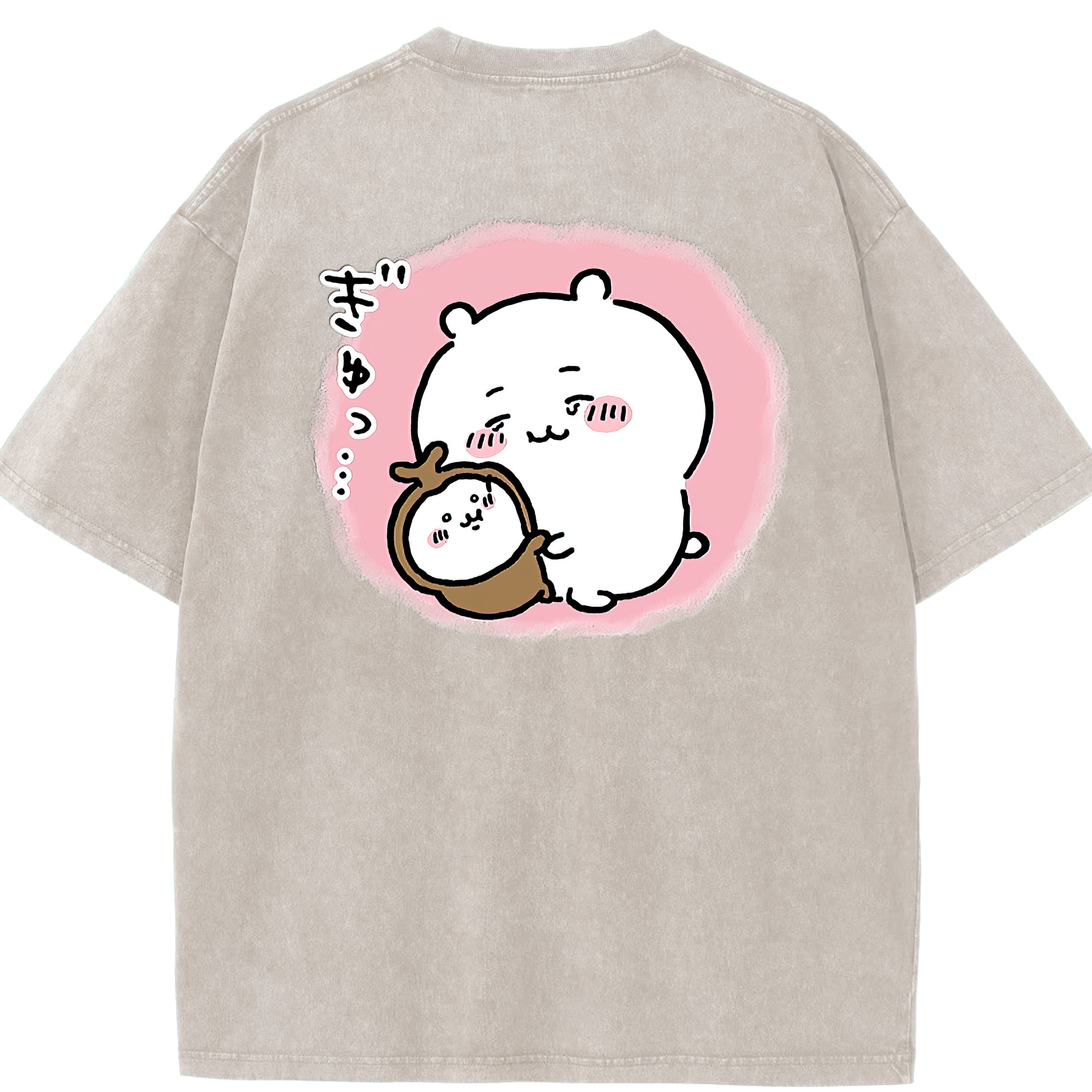 （画像用） ちいかわ ちいかわ Chii-kawa chiikawa 綿100% ヴィンテージ風 半袖Tシャツ（背面プリント）