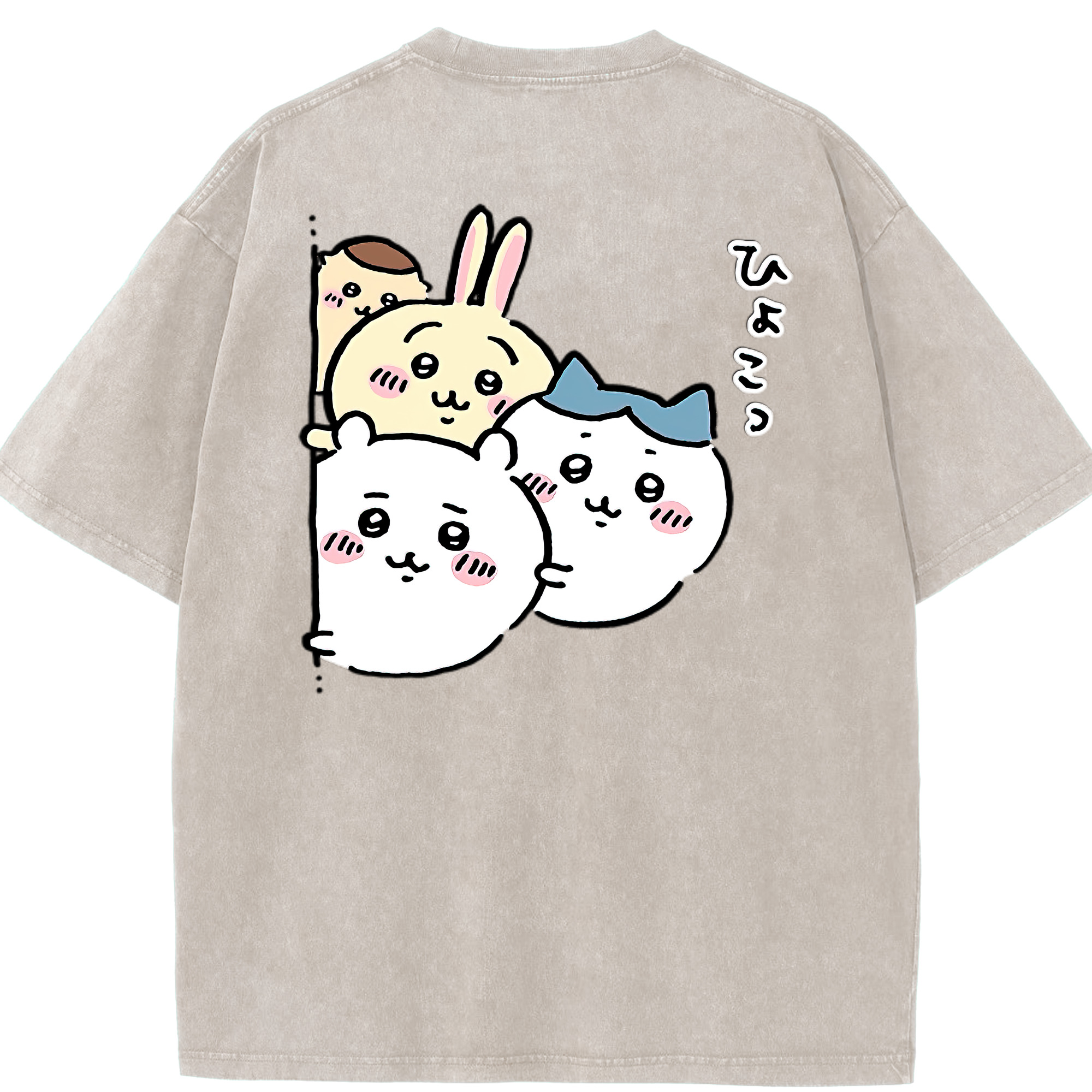 （画像用） ちいかわ ちいかわ Chii-kawa chiikawa 綿100% ヴィンテージ風 半袖Tシャツ（背面プリント）