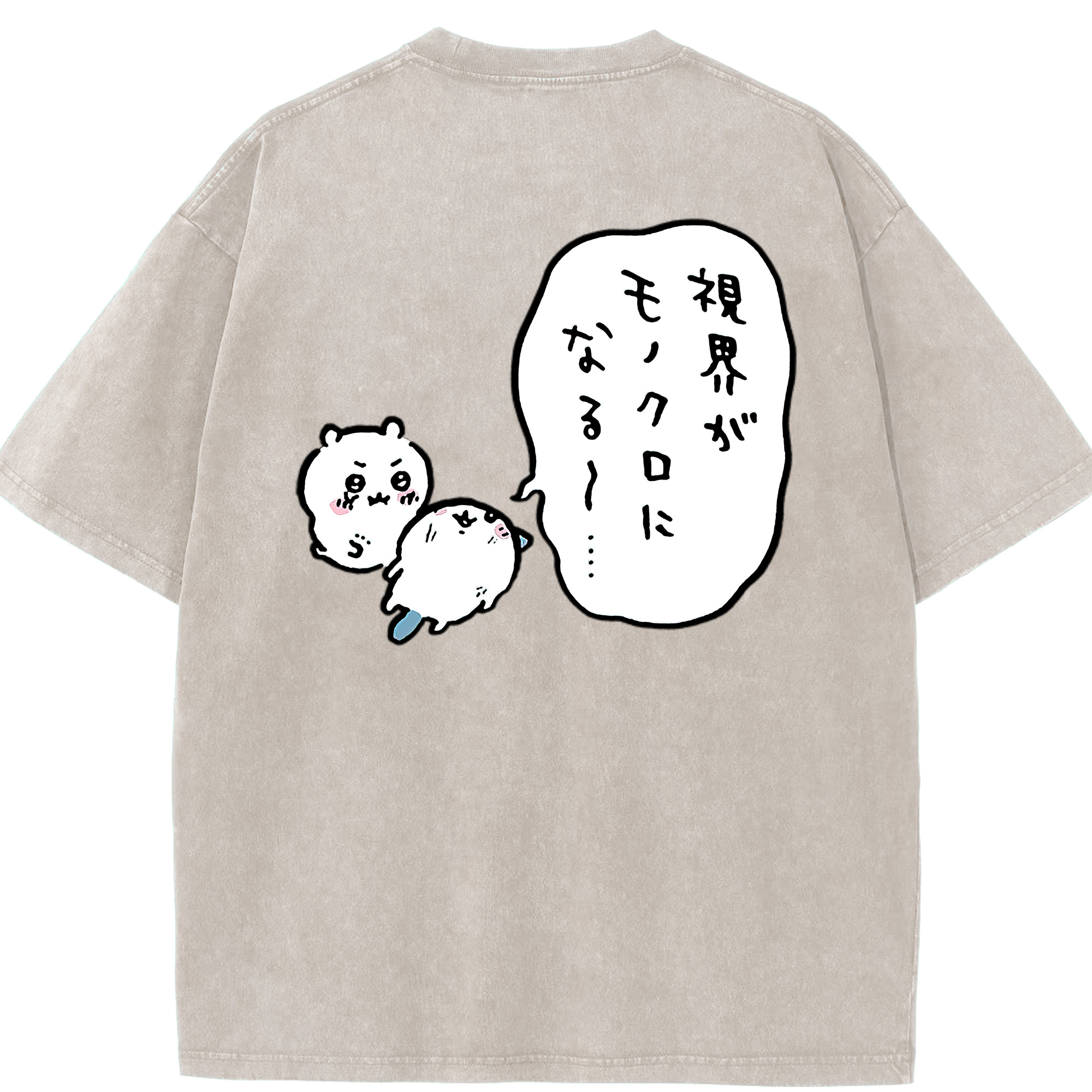 （画像用） ちいかわ ちいかわ Chii-kawa chiikawa 綿100% ヴィンテージ風 半袖Tシャツ（背面プリント）