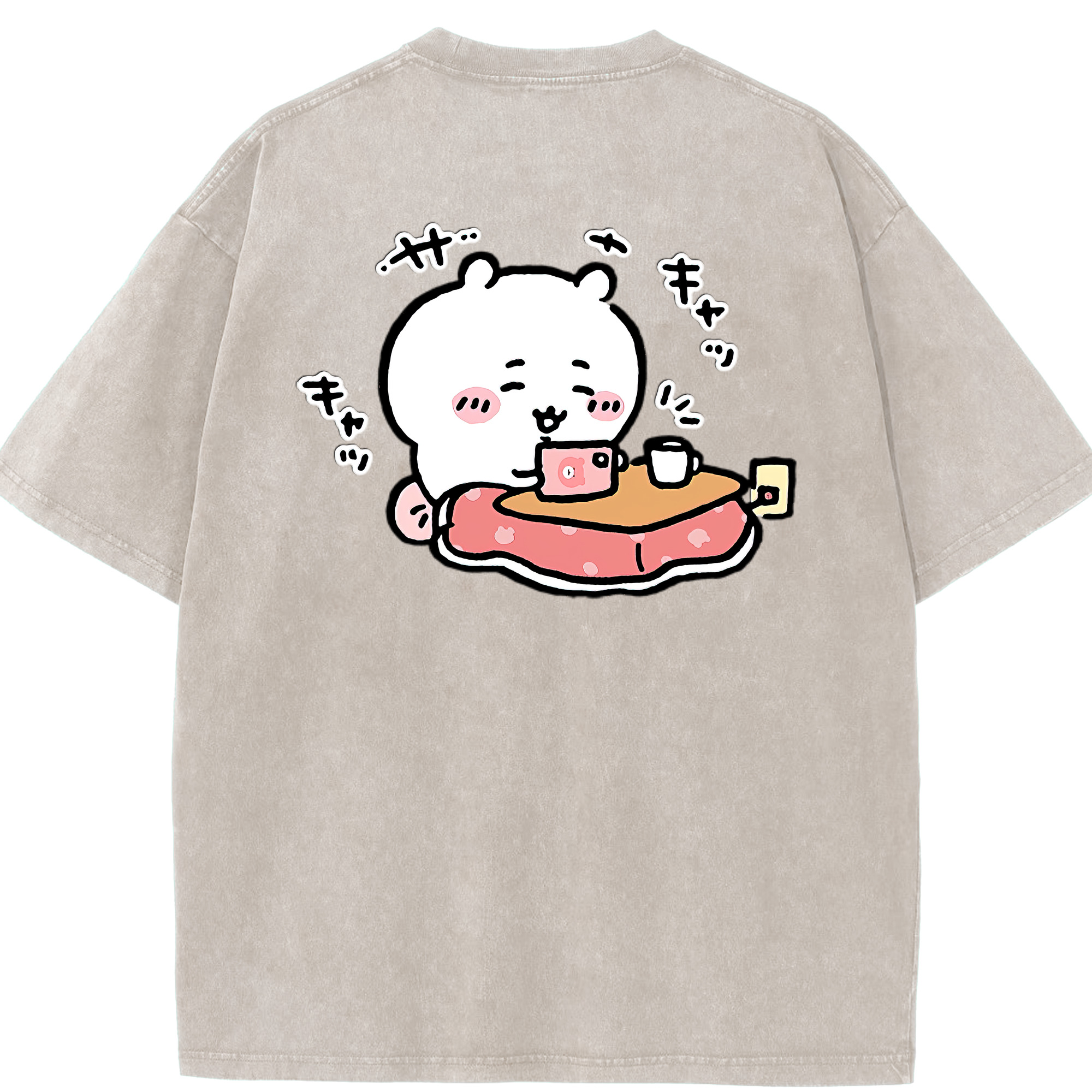 （画像用） ちいかわ ちいかわ Chii-kawa chiikawa 綿100% ヴィンテージ風 半袖Tシャツ（背面プリント）