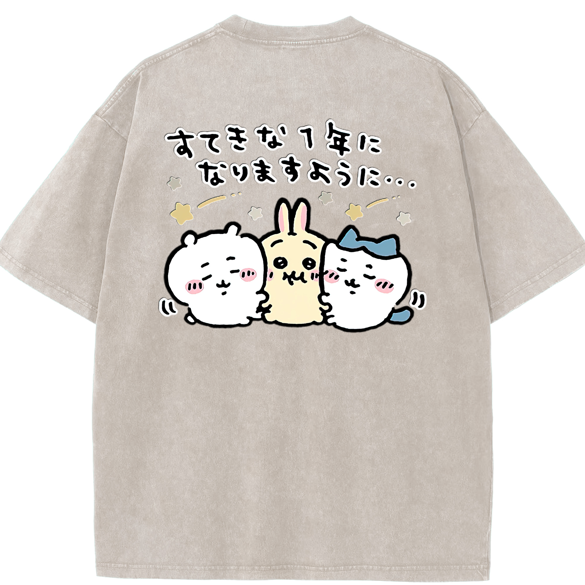 （画像用） ちいかわ ちいかわ Chii-kawa chiikawa 綿100% ヴィンテージ風 半袖Tシャツ（背面プリント）