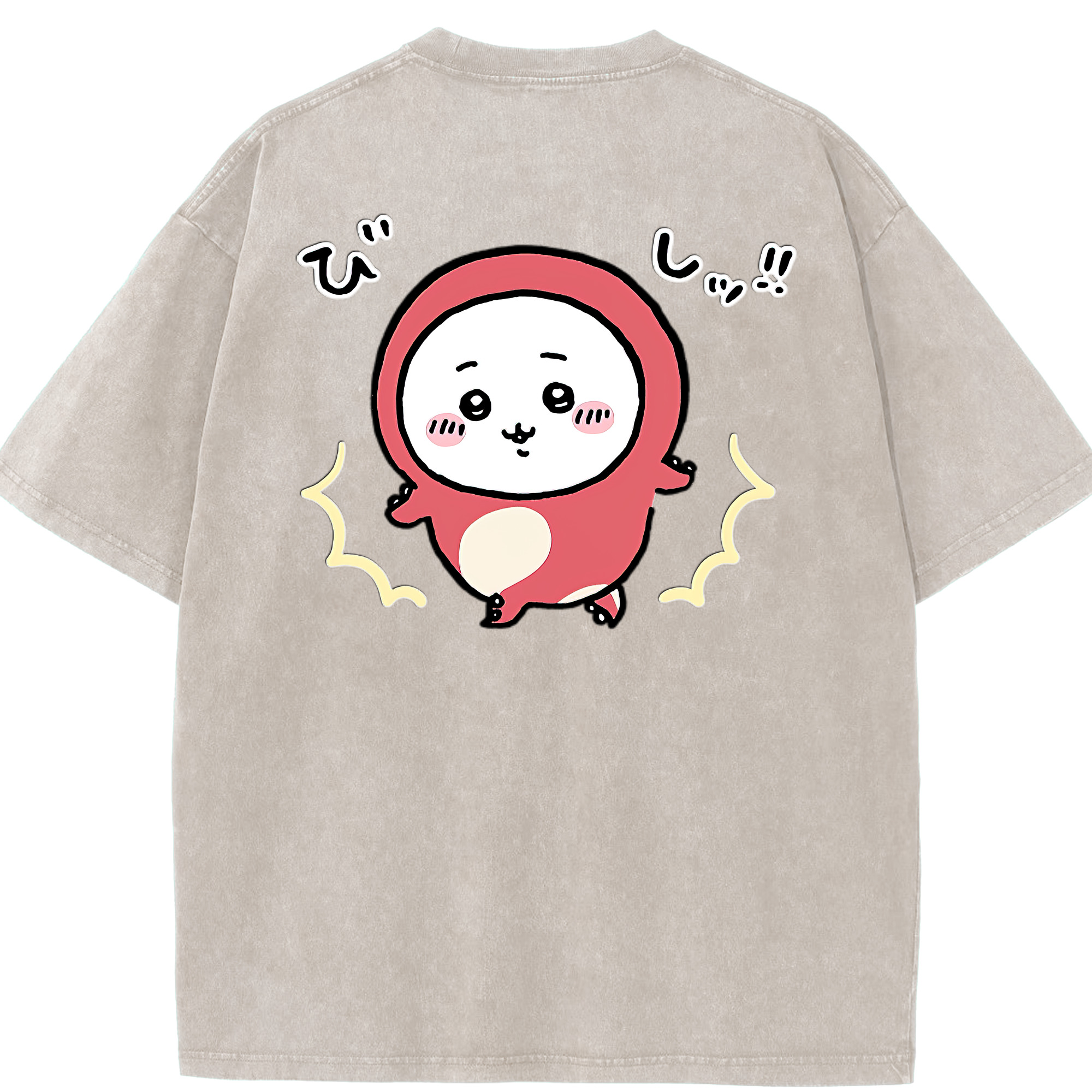 （画像用） ちいかわ ちいかわ Chii-kawa chiikawa 綿100% ヴィンテージ風 半袖Tシャツ（背面プリント）