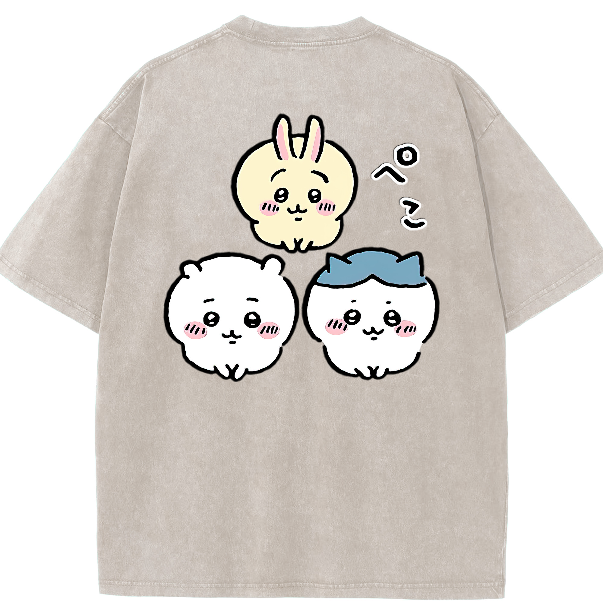 （画像用） ちいかわ うさぎ Chii-kawa usagi 綿100% ヴィンテージ風 半袖Tシャツ（背面プリント）
