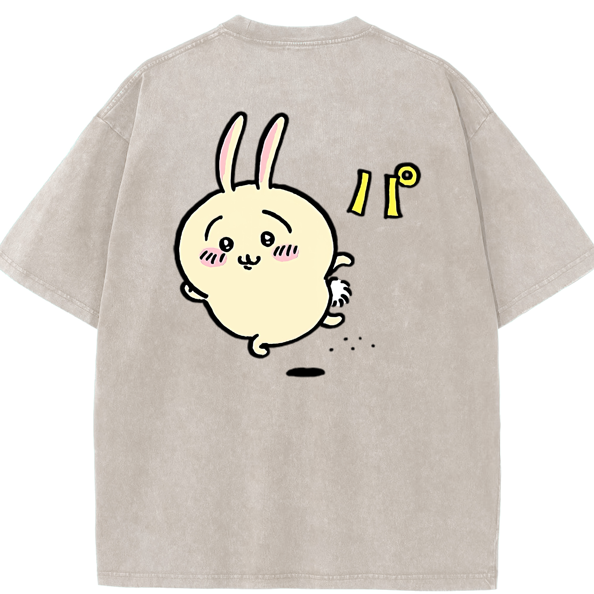 （画像用） ちいかわ うさぎ Chii-kawa usagi 綿100% ヴィンテージ風 半袖Tシャツ（背面プリント）
