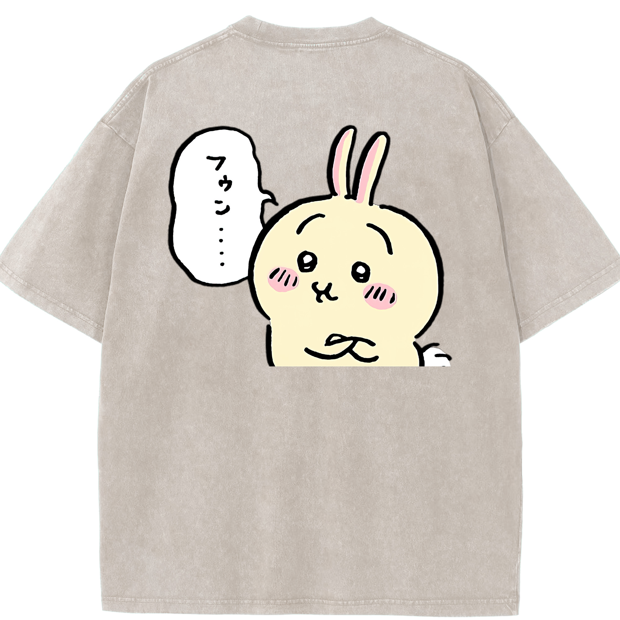 （画像用） ちいかわ うさぎ Chii-kawa usagi 綿100% ヴィンテージ風 半袖Tシャツ（背面プリント）