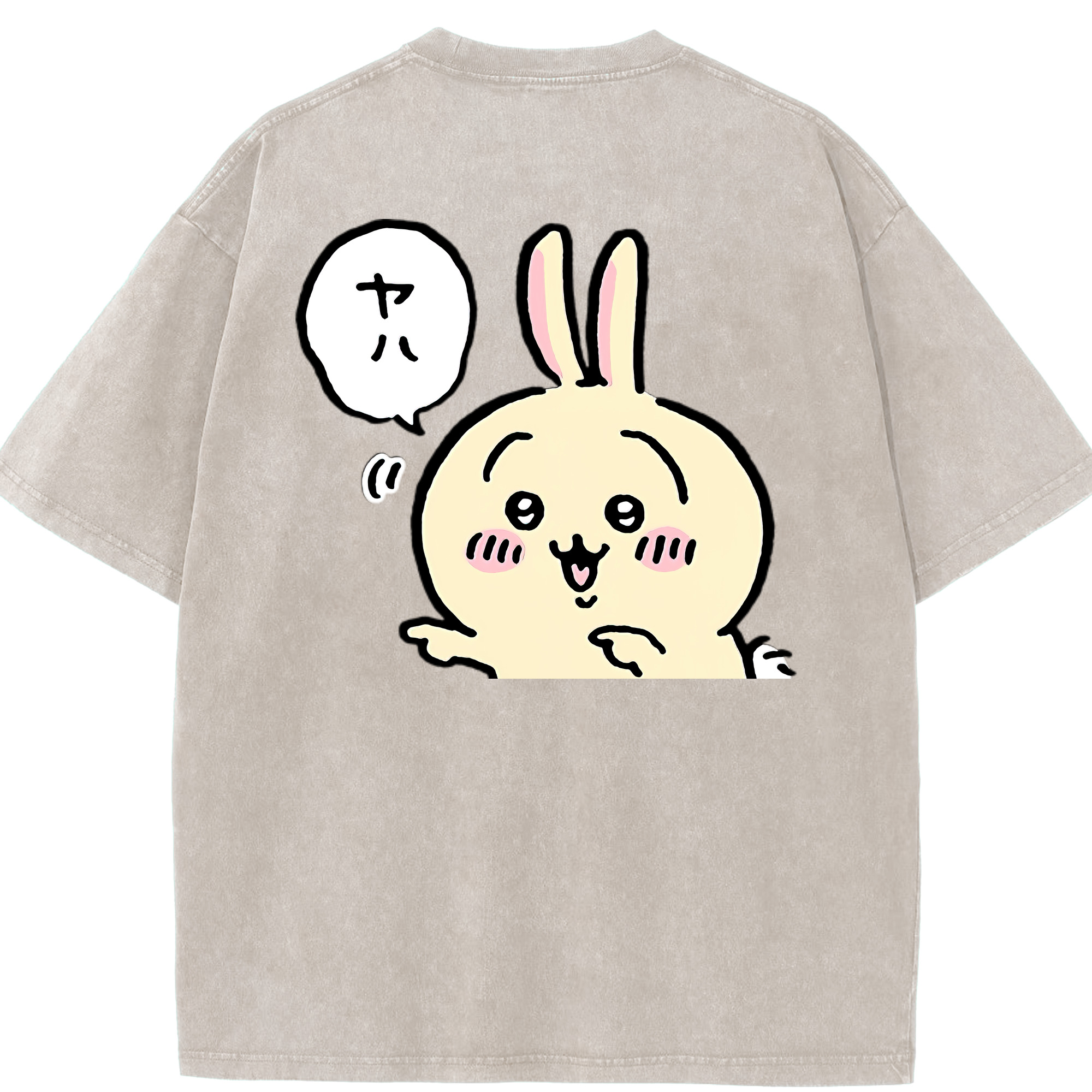 （画像用） ちいかわ うさぎ Chii-kawa usagi 綿100% ヴィンテージ風 半袖Tシャツ（背面プリント）