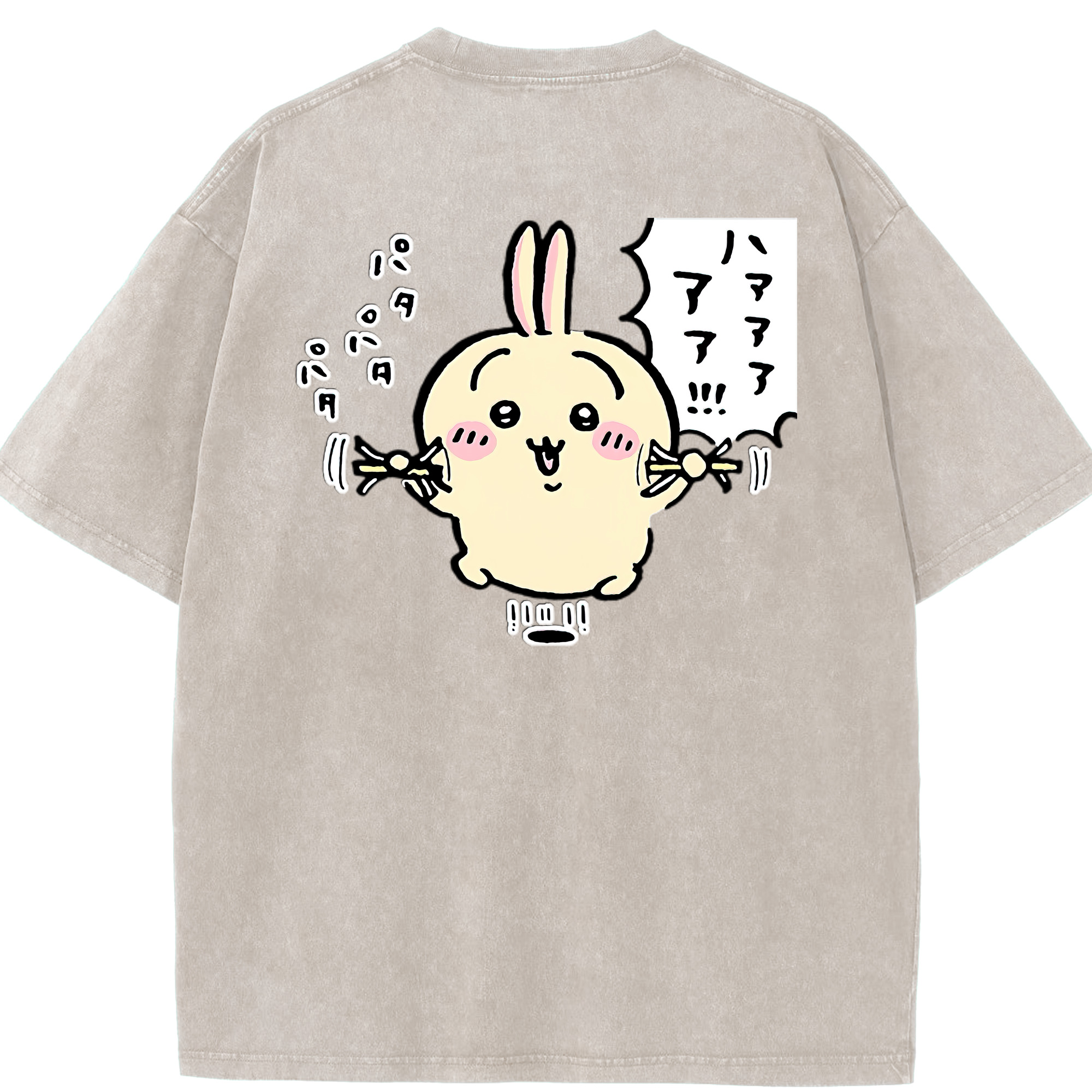 （画像用） ちいかわ うさぎ Chii-kawa usagi 綿100% ヴィンテージ風 半袖Tシャツ（背面プリント）