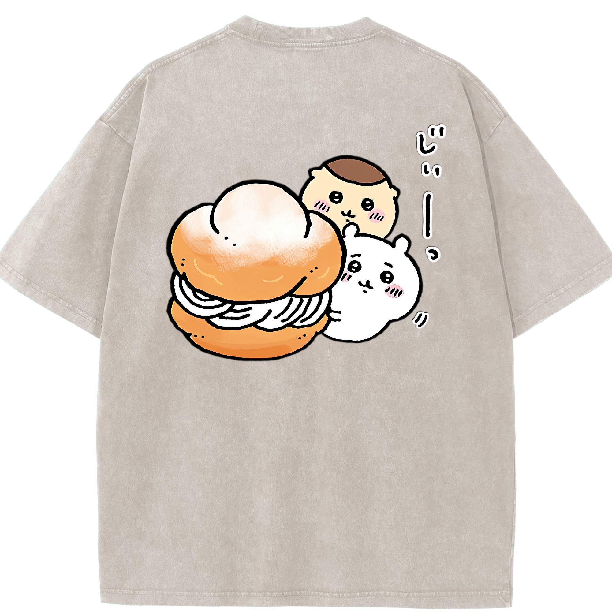 （画像用） ちいかわ くりまんじゅう Chii-kawa kuri manjū 綿100% ヴィンテージ風 半袖Tシャツ（背面プリント）