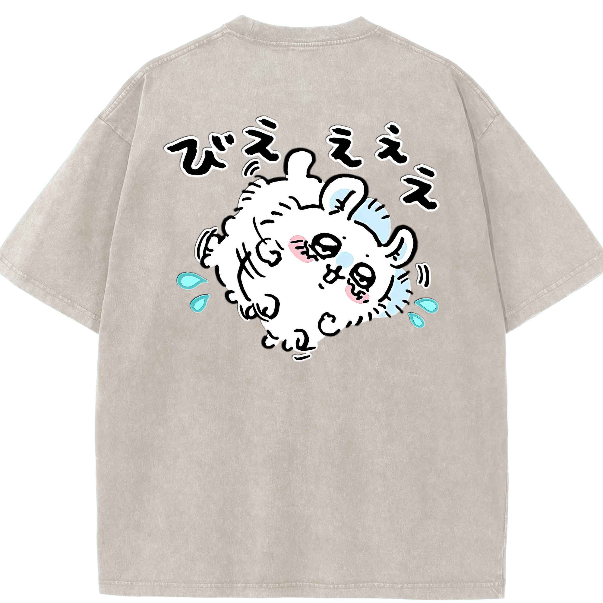 （画像用） ちいかわ モモンガ Chii-kawa Momonga 綿100% ヴィンテージ風 半袖Tシャツ（背面プリント）