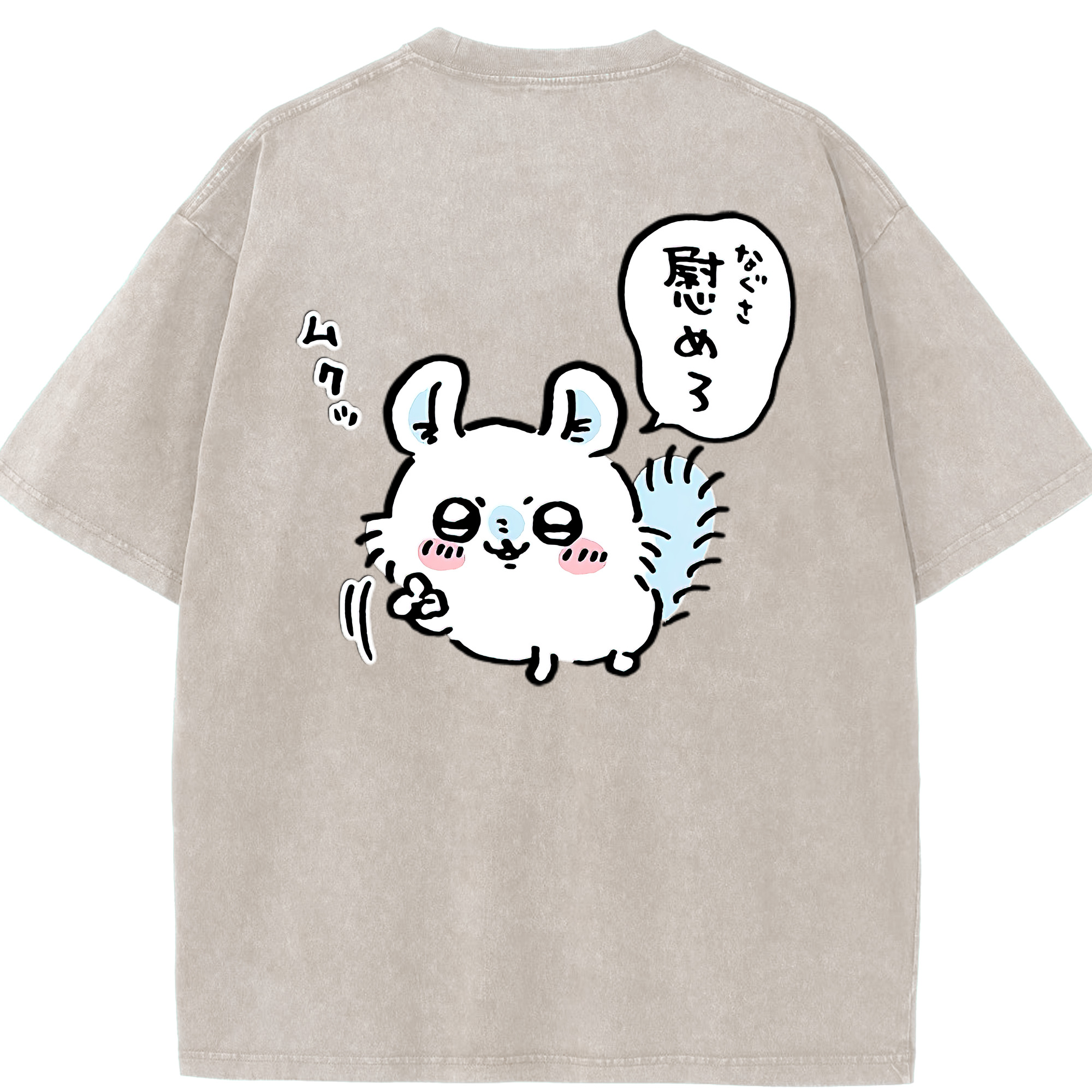 （画像用） ちいかわ モモンガ Chii-kawa Momonga 綿100% ヴィンテージ風 半袖Tシャツ（背面プリント）